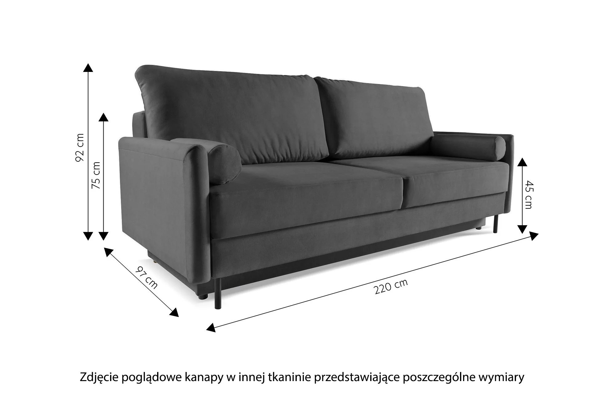 Kanapa rozkładana trzyosobowa Tomonde z pojemnikiem butelkowa zieleń welur łatwoczyszczący - Image 8