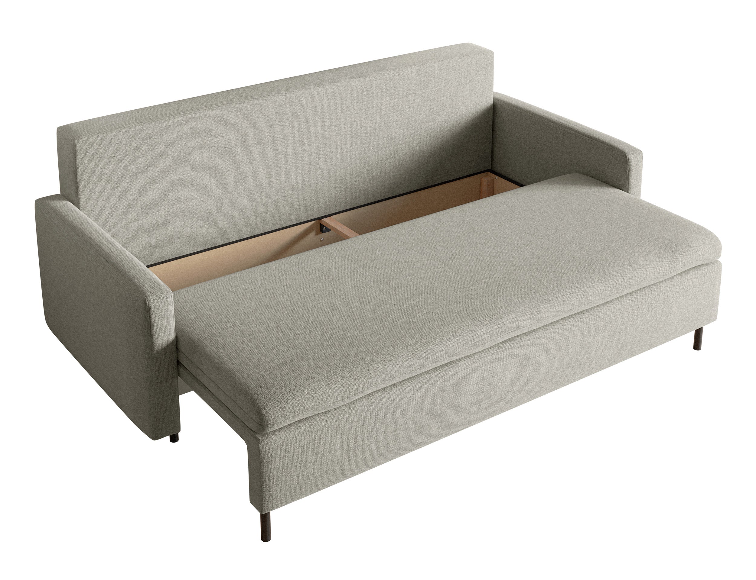 Kanapa rozkładana trzyosobowa Umpro z pojemnikiem szarobeżowa szenil - Image 5