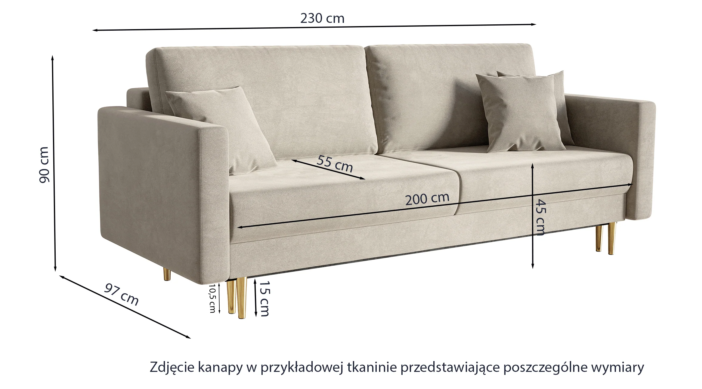 Kanapa rozkładana trzyosobowa Valico różowa velvet hydrofobowy - Image 7