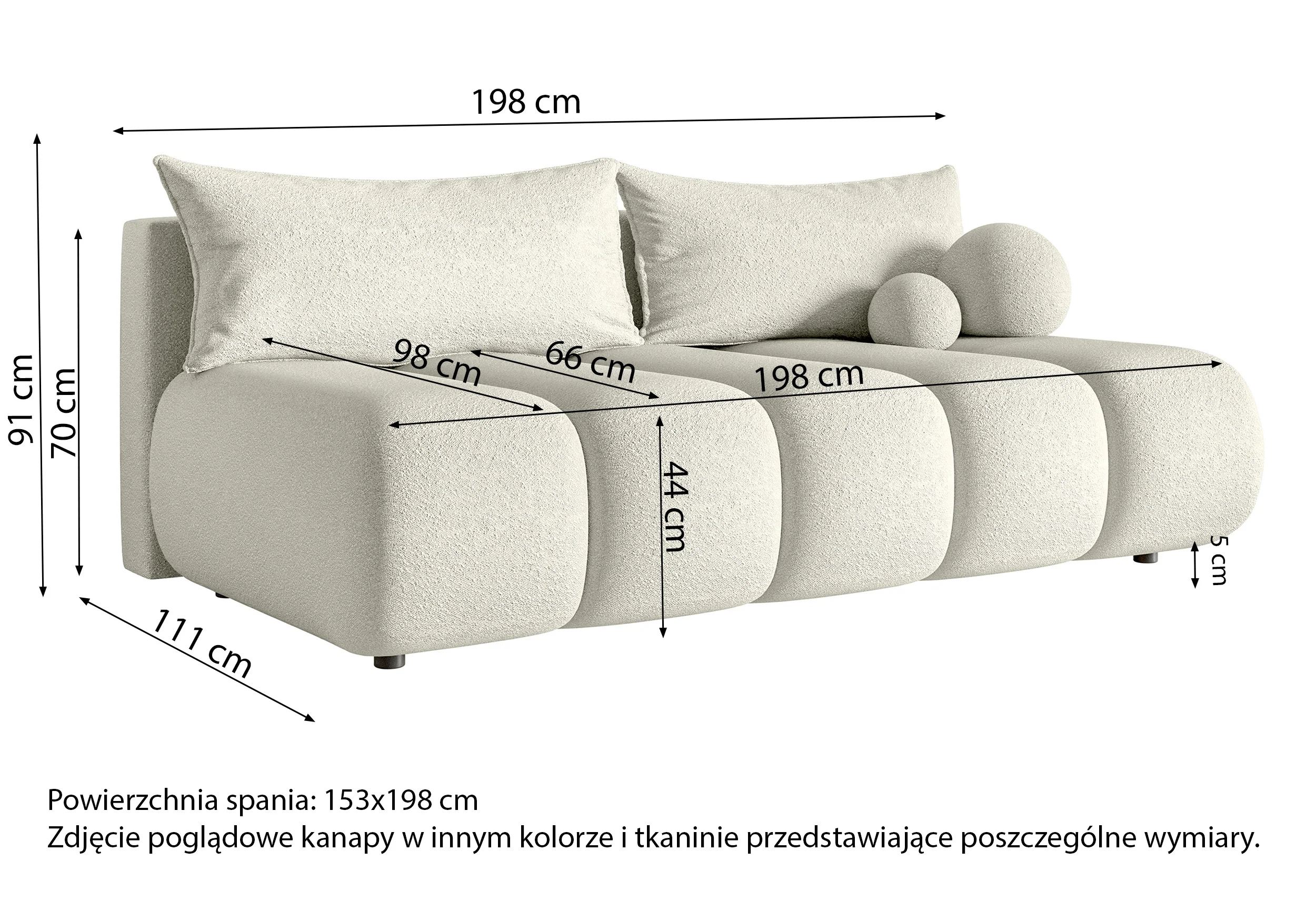 Kanapa trzyosobowa Dandelino Mini z funkcją spania beżowa plecionka - Image 8