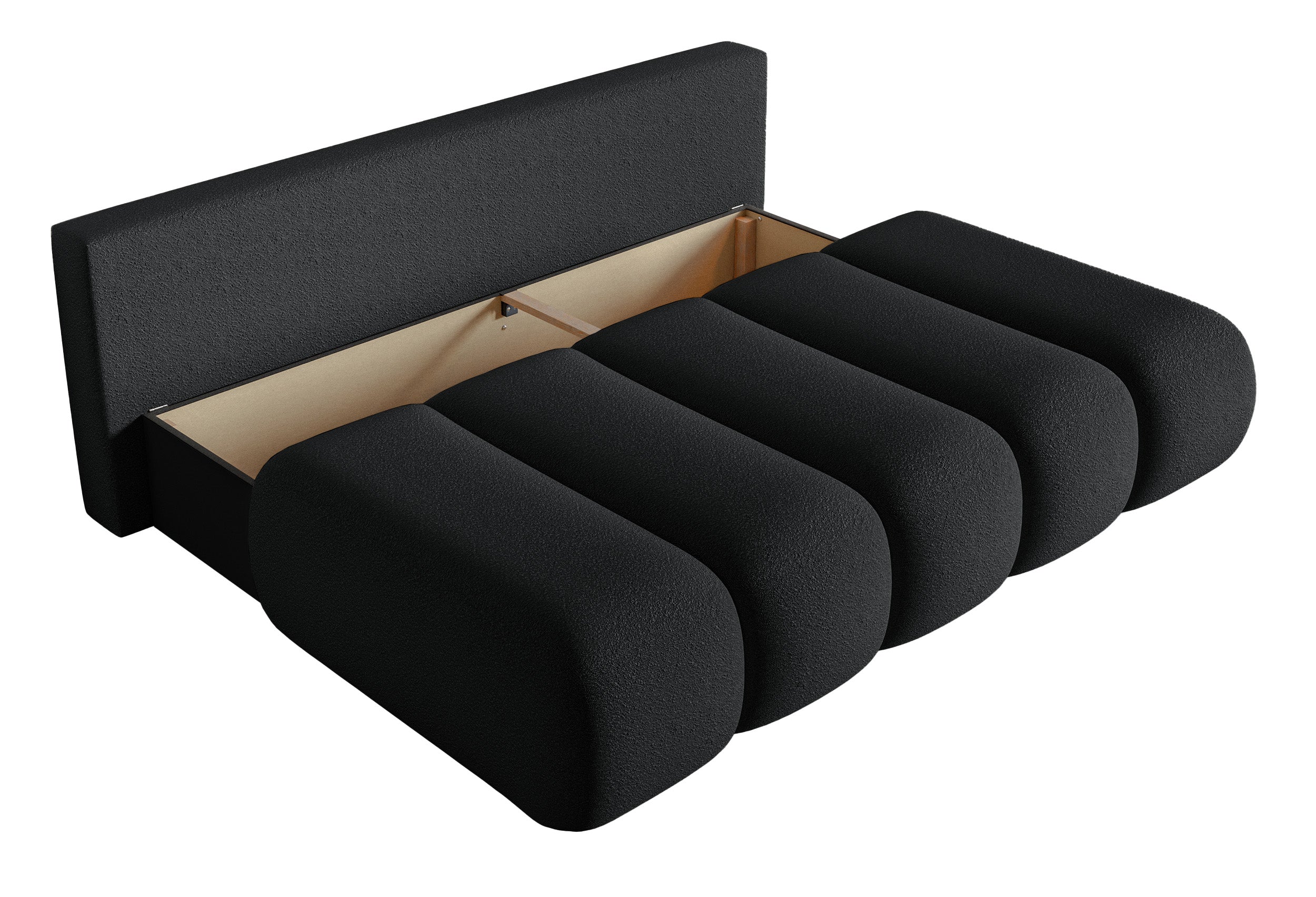 Kanapa trzyosobowa Dandelino Mini z funkcją spania czarna boucle - Image 7