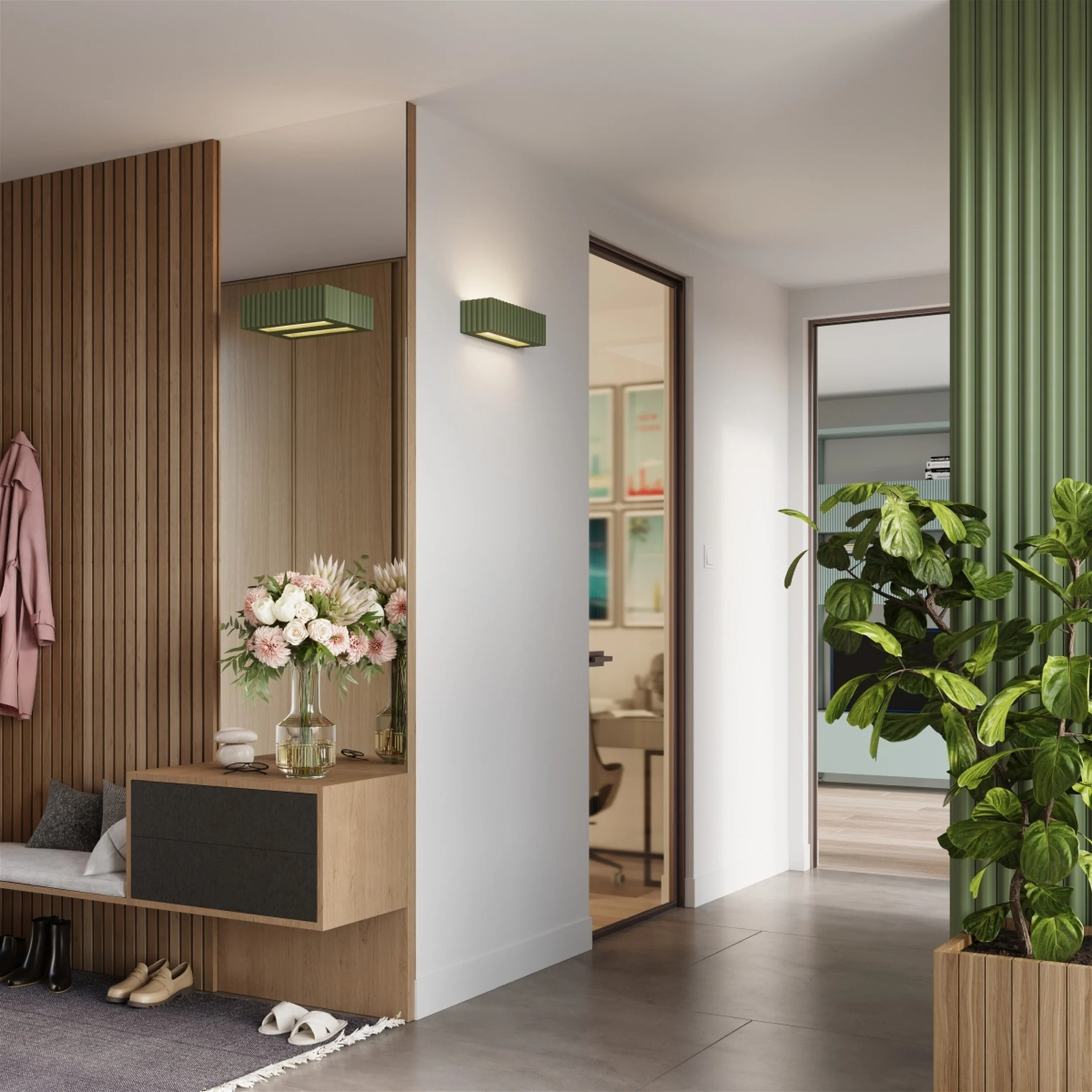 Kinkiet ceramiczny Rigata zielona oliwka - Image 10