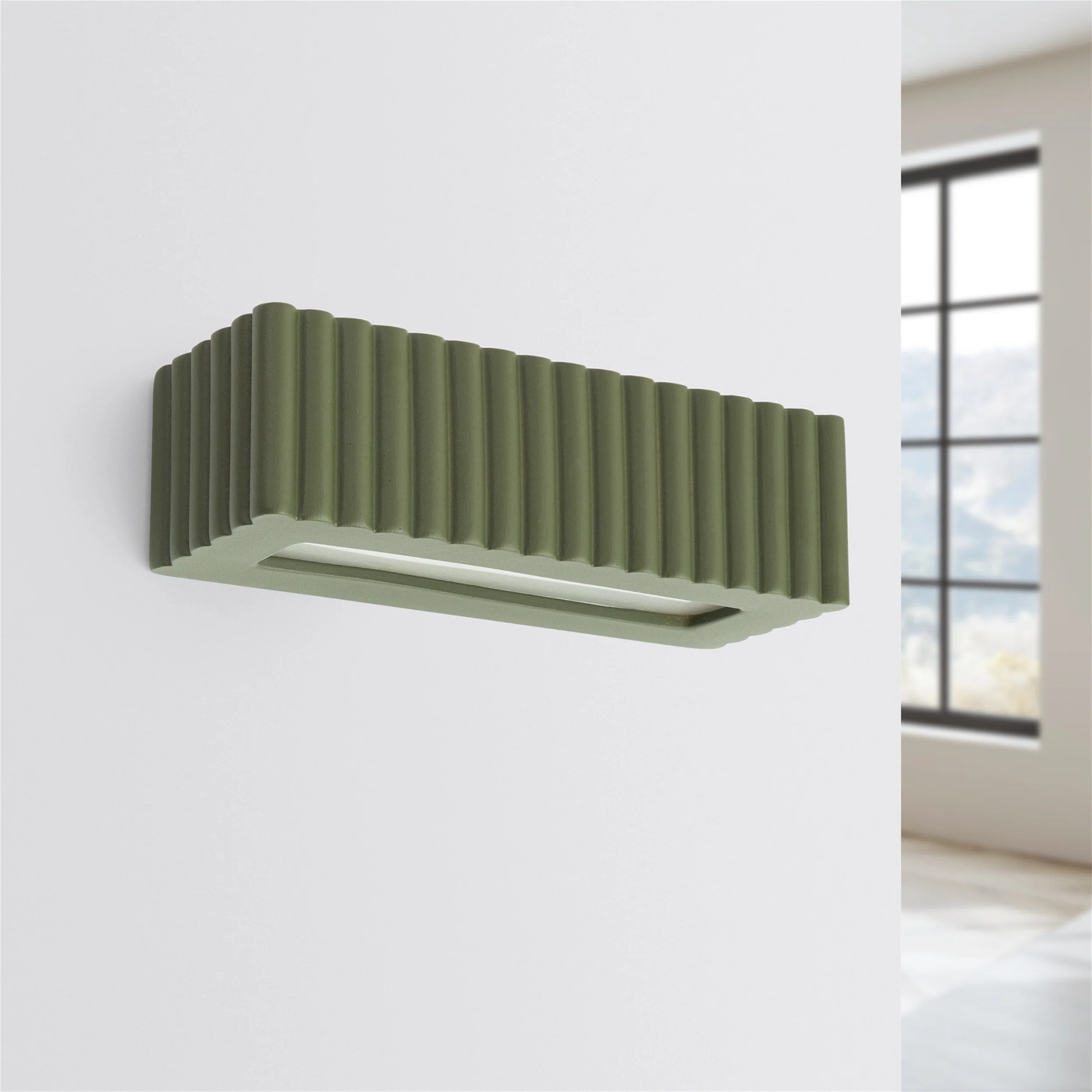Kinkiet ceramiczny Rigata zielona oliwka - Image 2