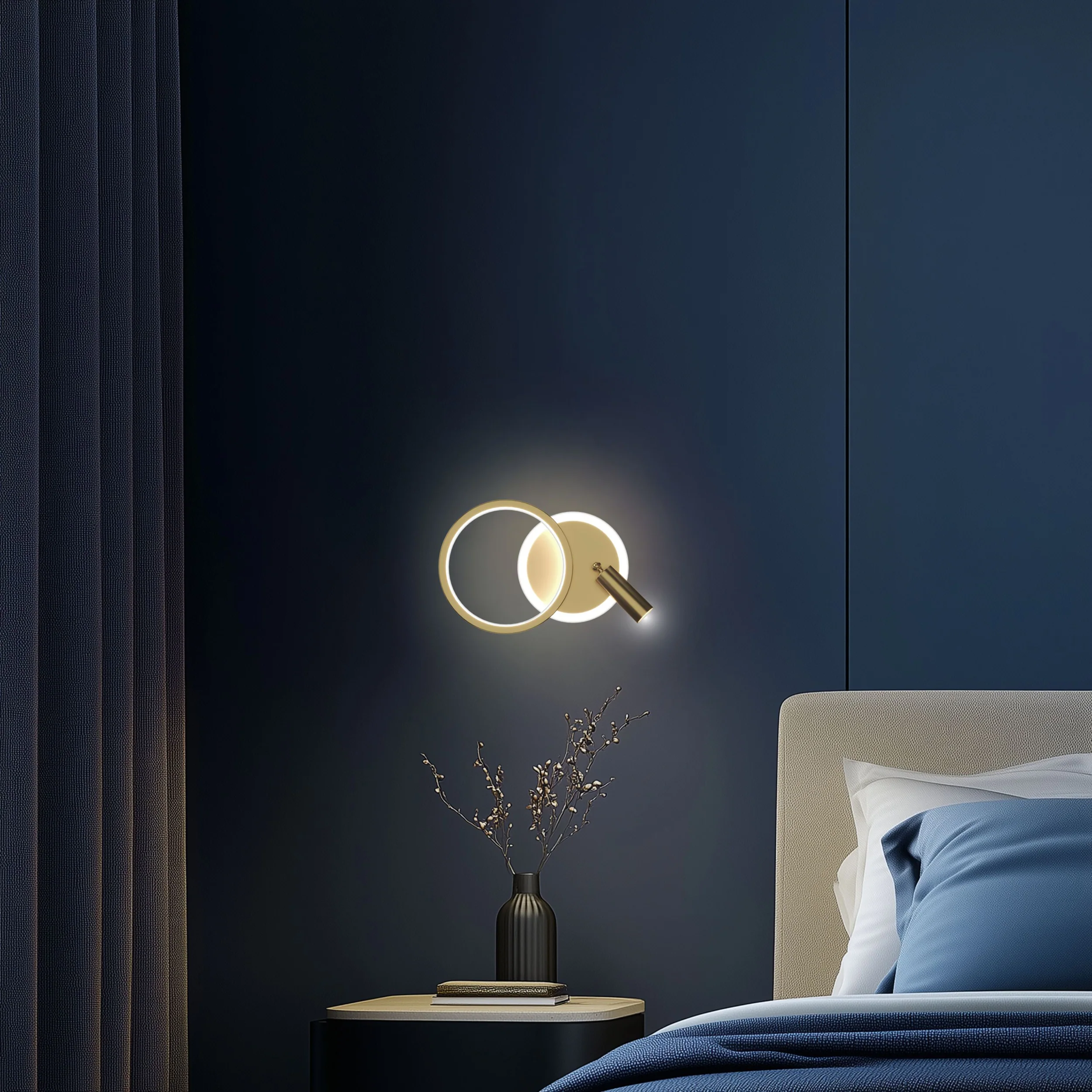 Kinkiet LED Monet złoty okrągły 3000K 15W z białym kloszem - Image 3