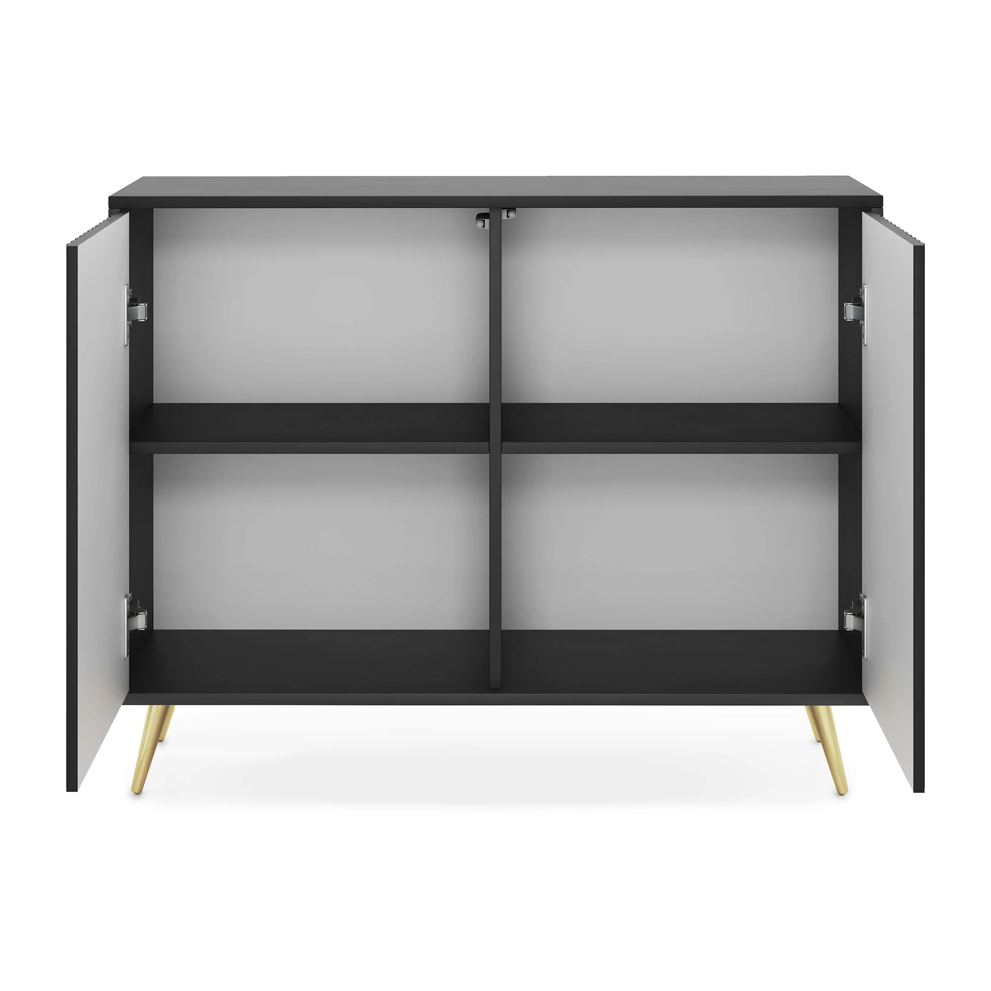 Komoda Bello z lamelowymi frontami 104 cm czarna ze złotymi nogami - Image 10