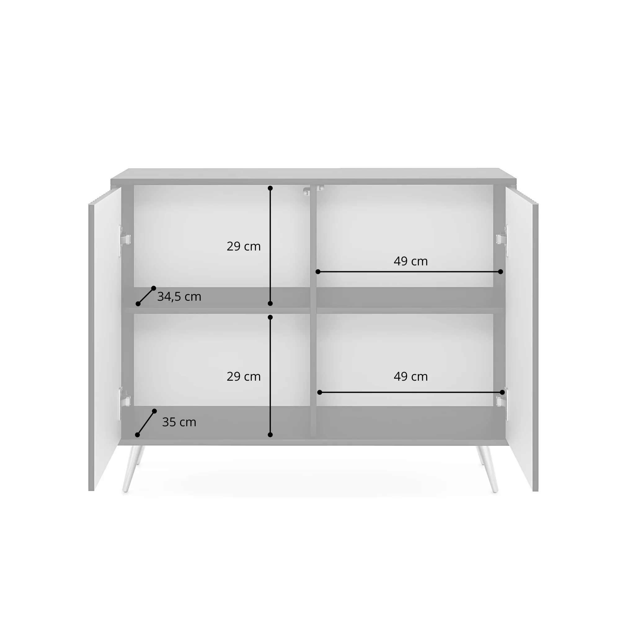 Komoda Bello z lamelowymi frontami 104 cm czarna ze złotymi nogami - Image 12