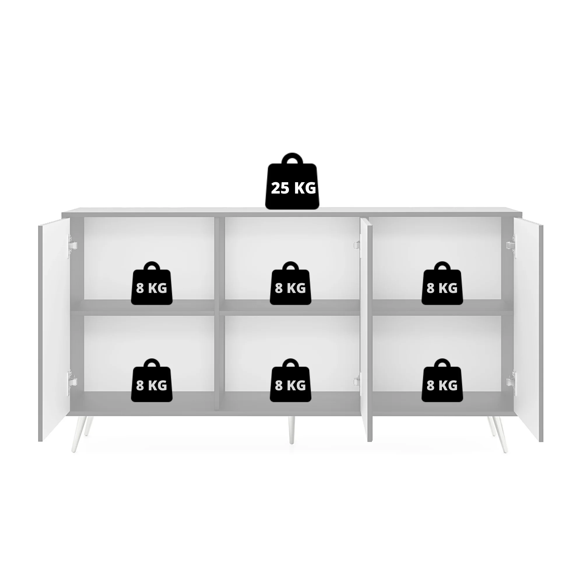 Komoda Bello z lamelowymi frontami 154 cm czarna/dąb wotan - Image 11