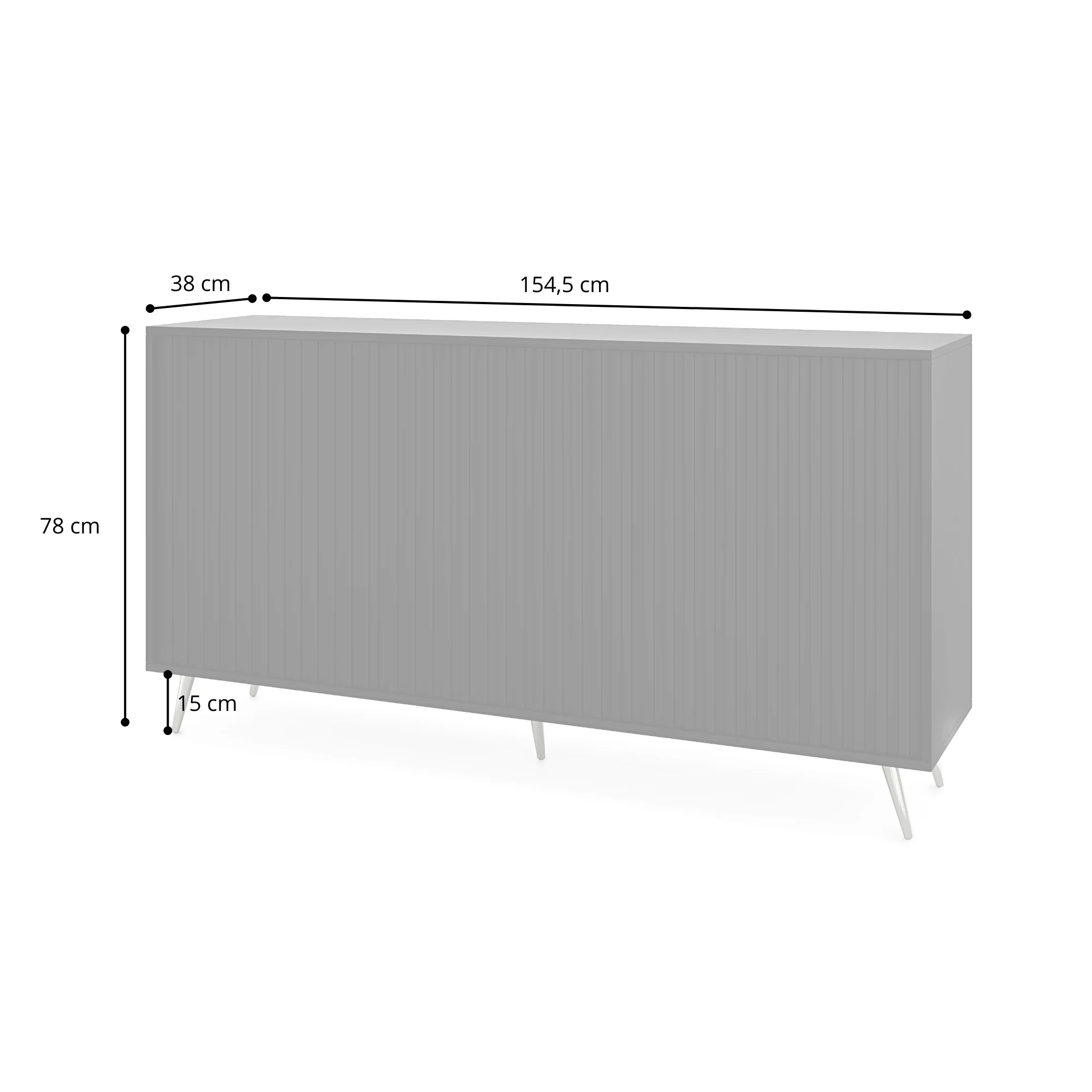 Komoda Bello z lamelowymi frontami 154 cm czarna/dąb wotan - Image 9