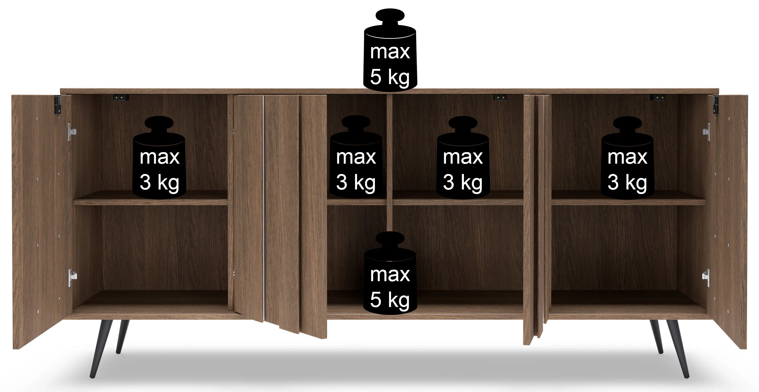 Komoda czterodrzwiowa Amaro z oświetleniem LED 183 cm dąb dunin - Image 10