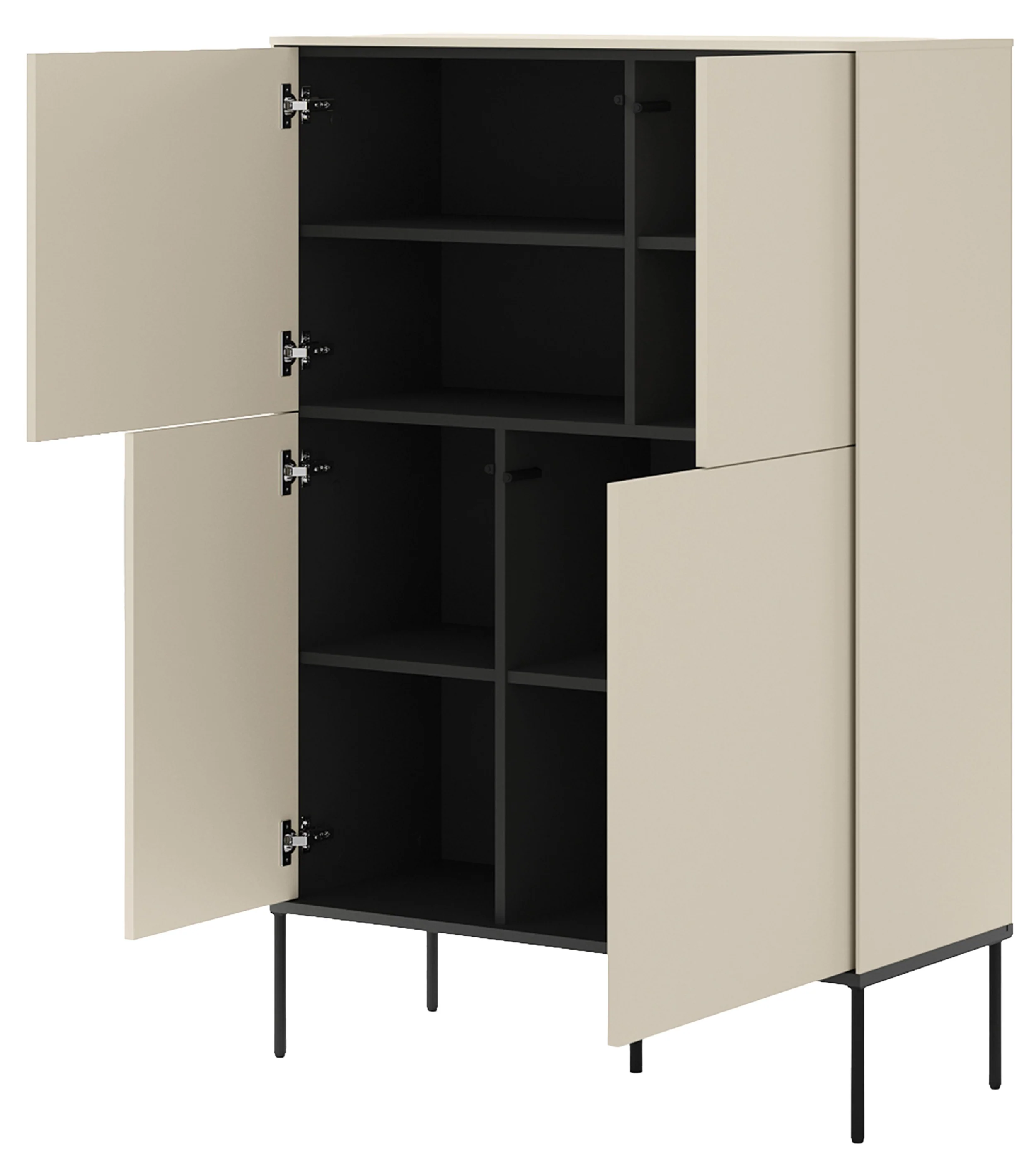 Komoda czterodrzwiowa Bellezo wysoka 95 cm kremowy - Image 3