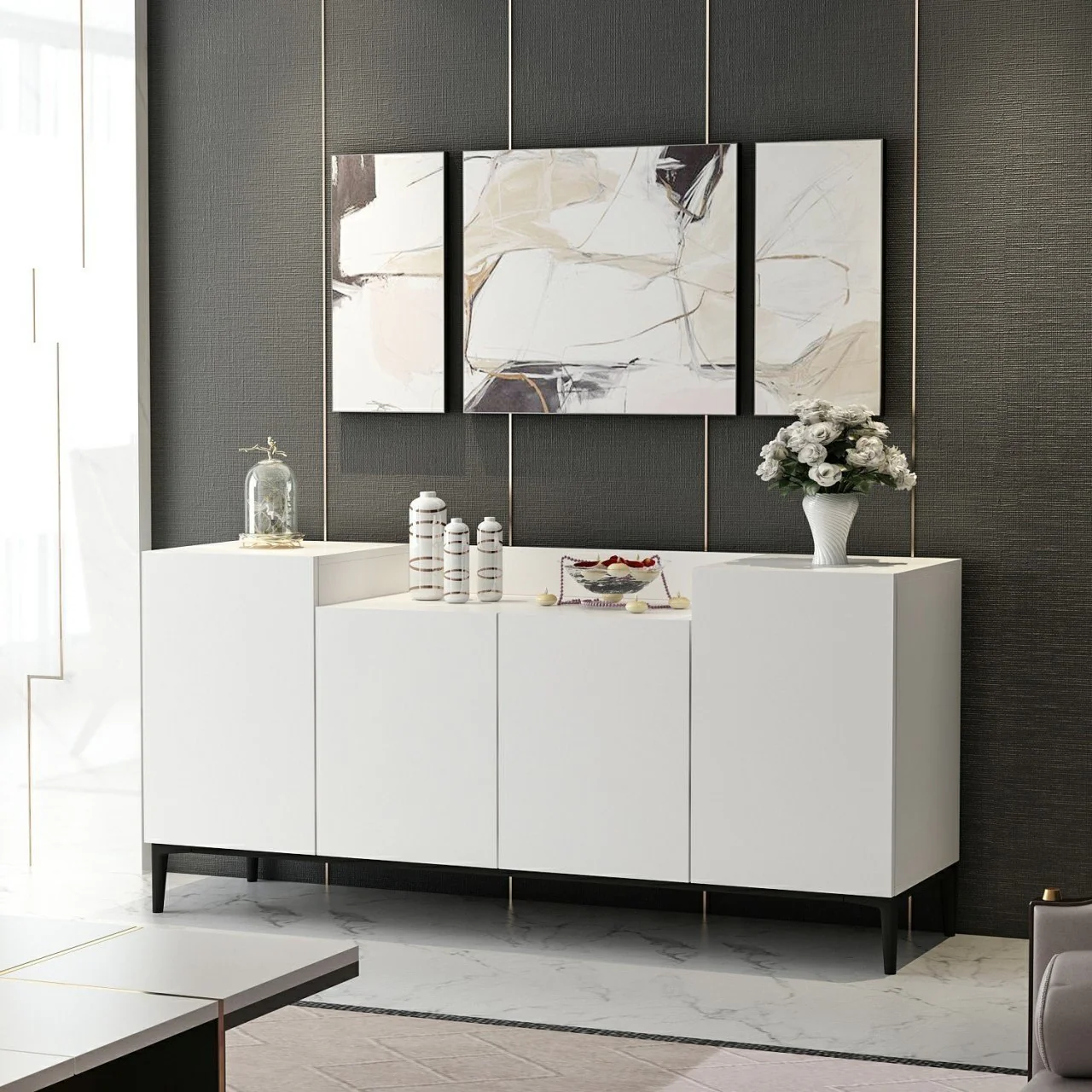 Komoda czterodrzwiowa Fettligh 160 cm biały - Image 4