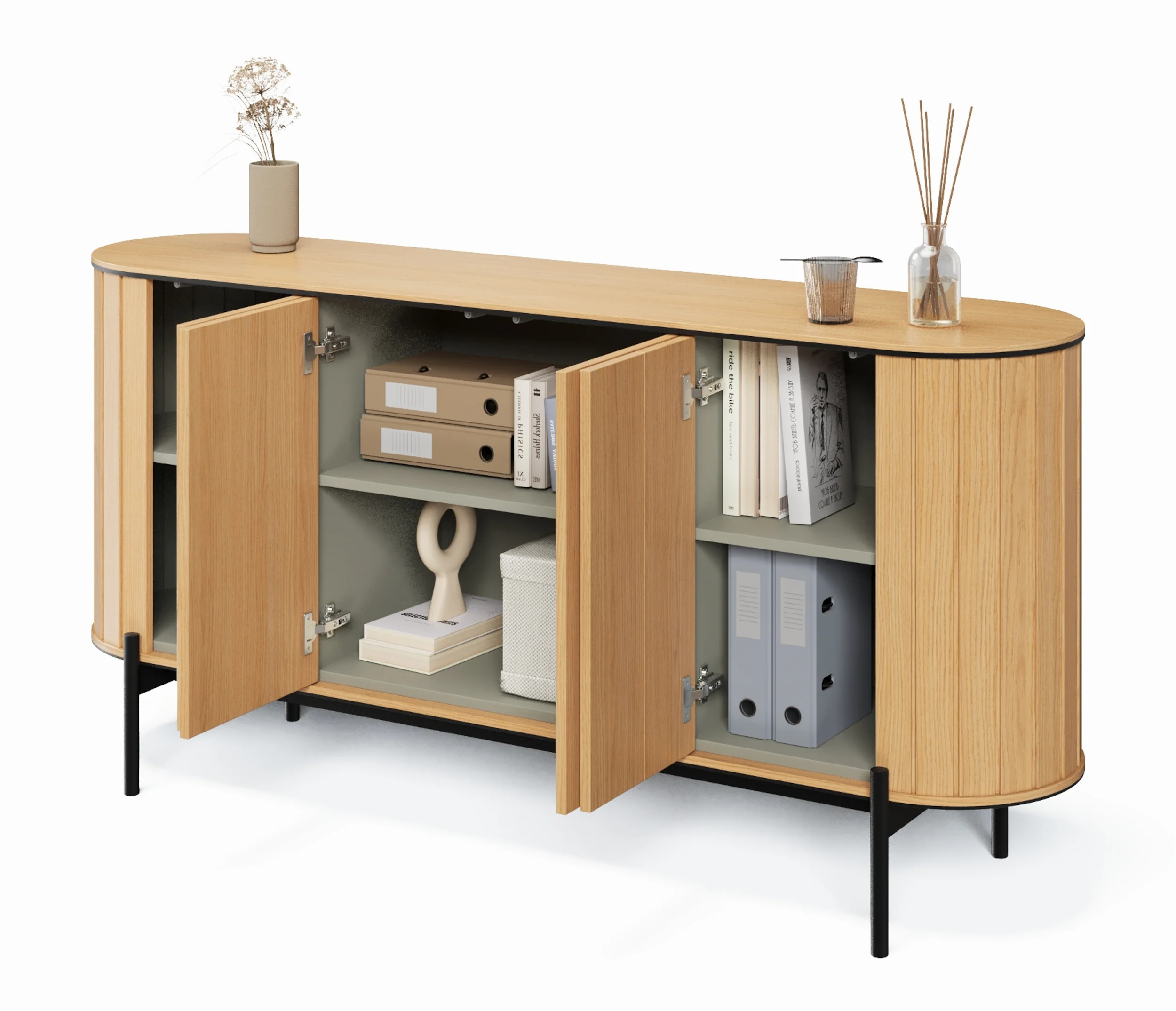Komoda czterodrzwiowa Rotto z ryflami 168 cm dąb vincenza - Image 3