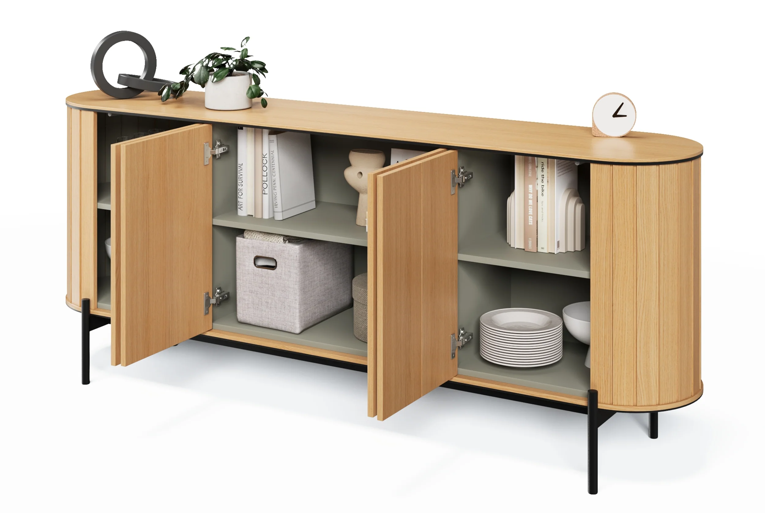 Komoda czterodrzwiowa Rotto z ryflami 200 cm dąb vincenza - Image 3