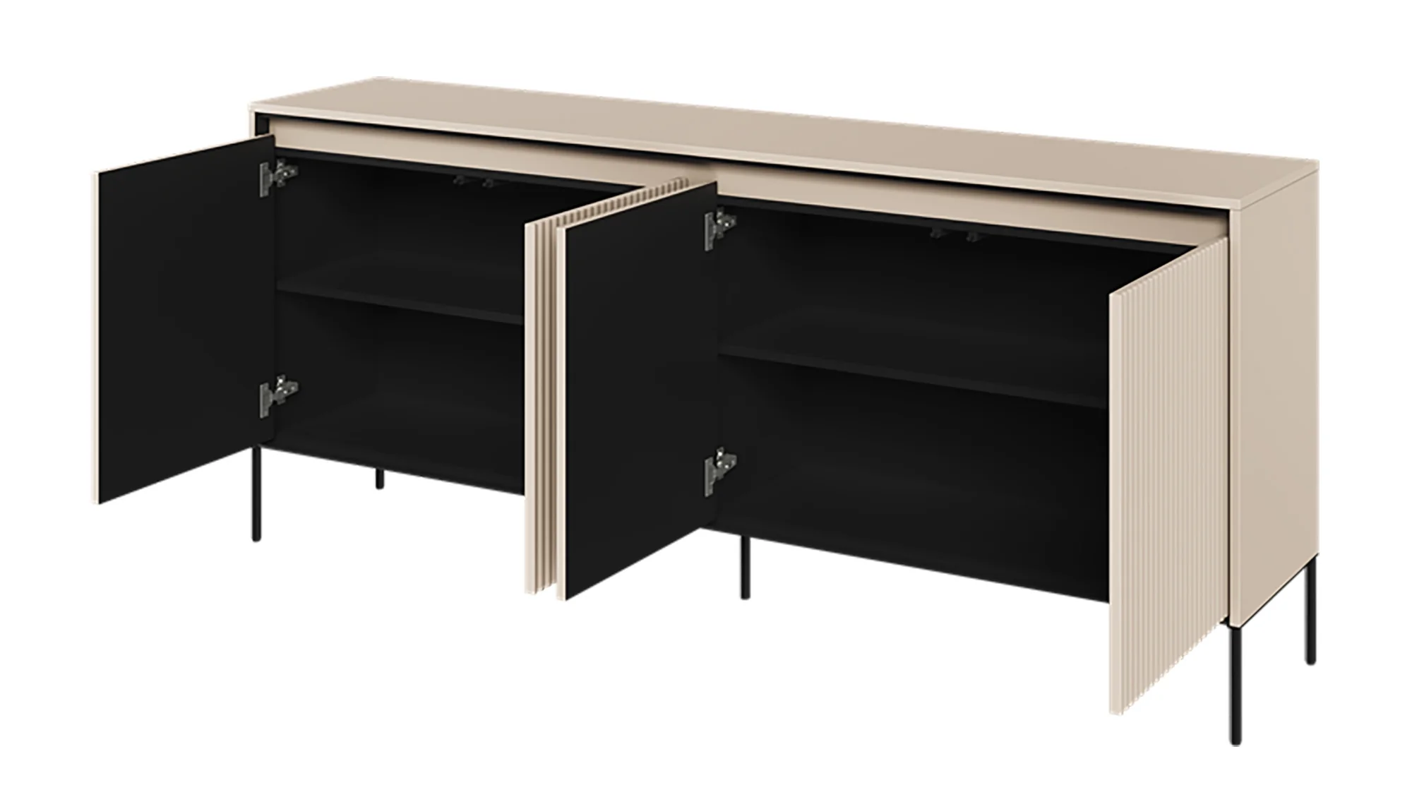Komoda czterodrzwiowa Trend niska 193 cm z LED Beżowa - Image 4