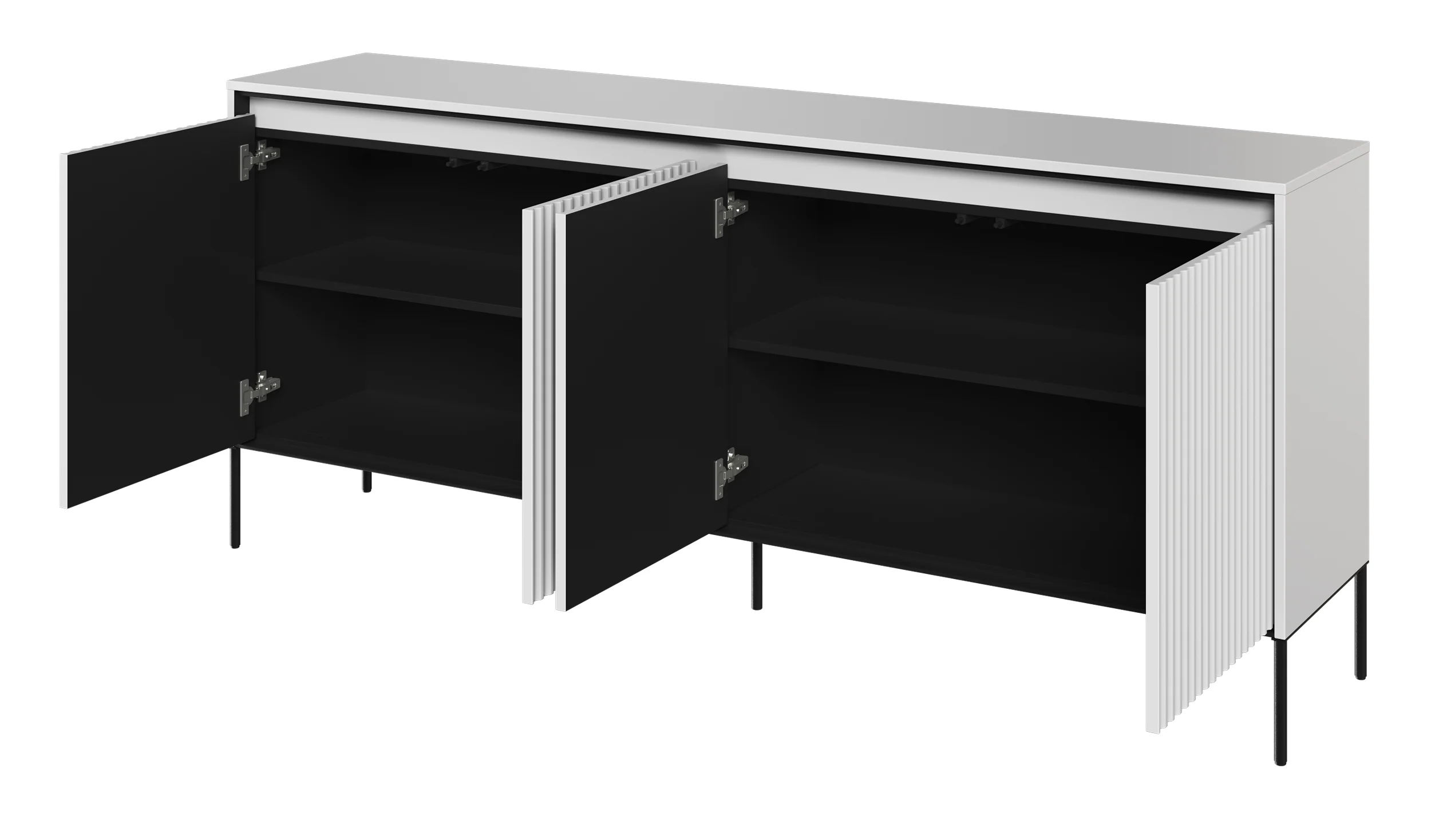 Komoda czterodrzwiowa Trend niska 193 cm z LED Biała - Image 3