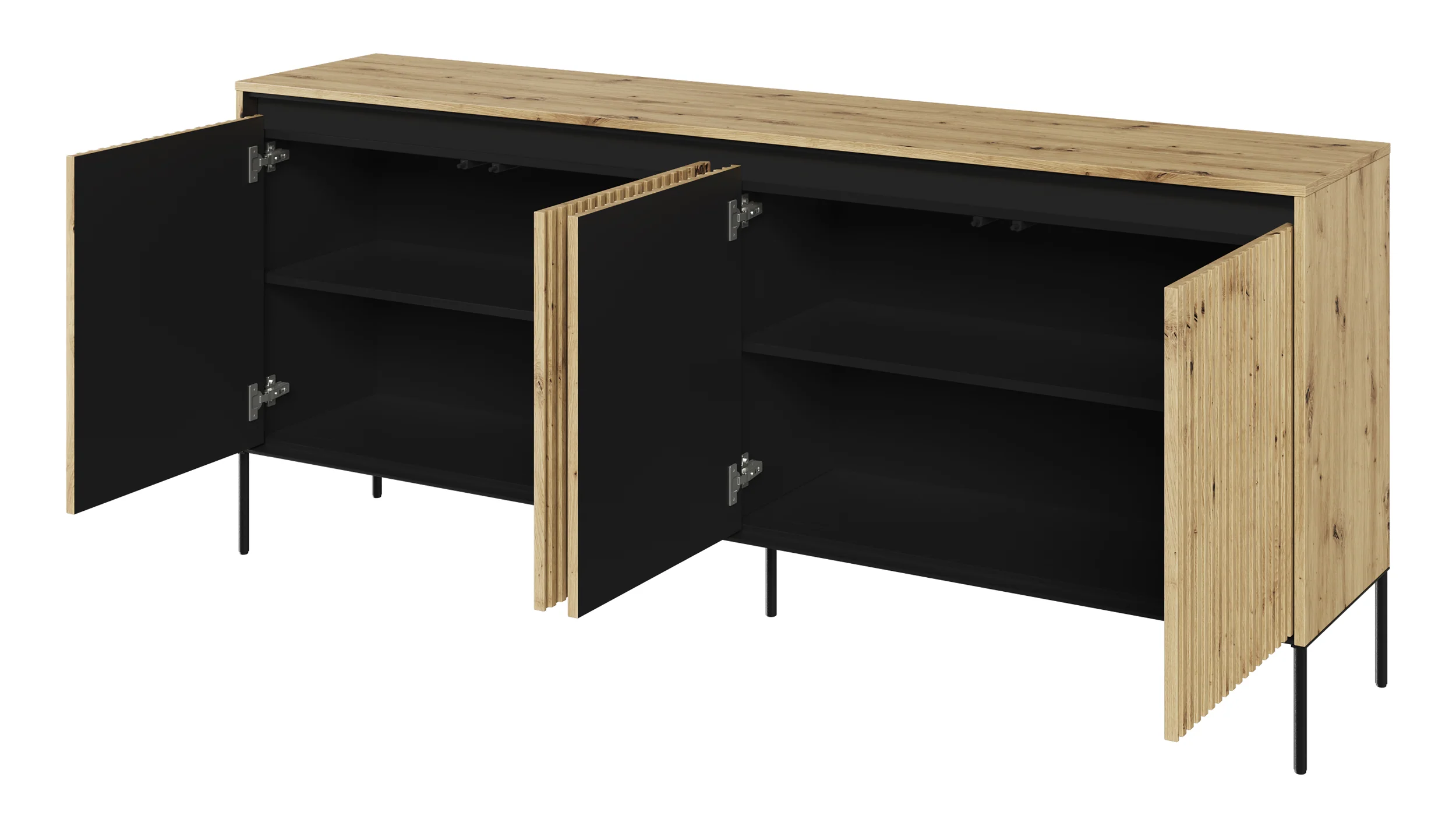 Komoda czterodrzwiowa Trend niska 193 cm z LED Dąb artisan - Image 3