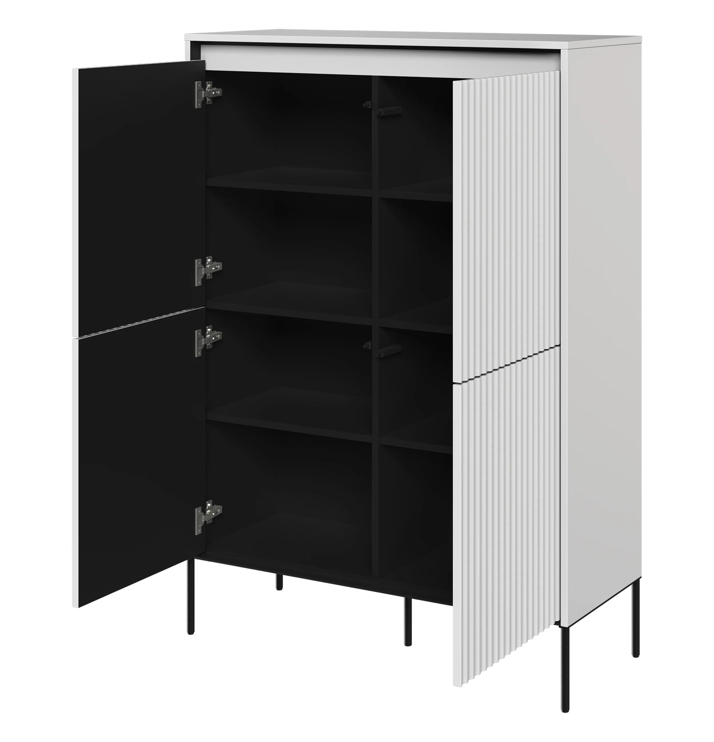Komoda czterodrzwiowa Trend wysoka 98 cm z LED Biała - Image 3