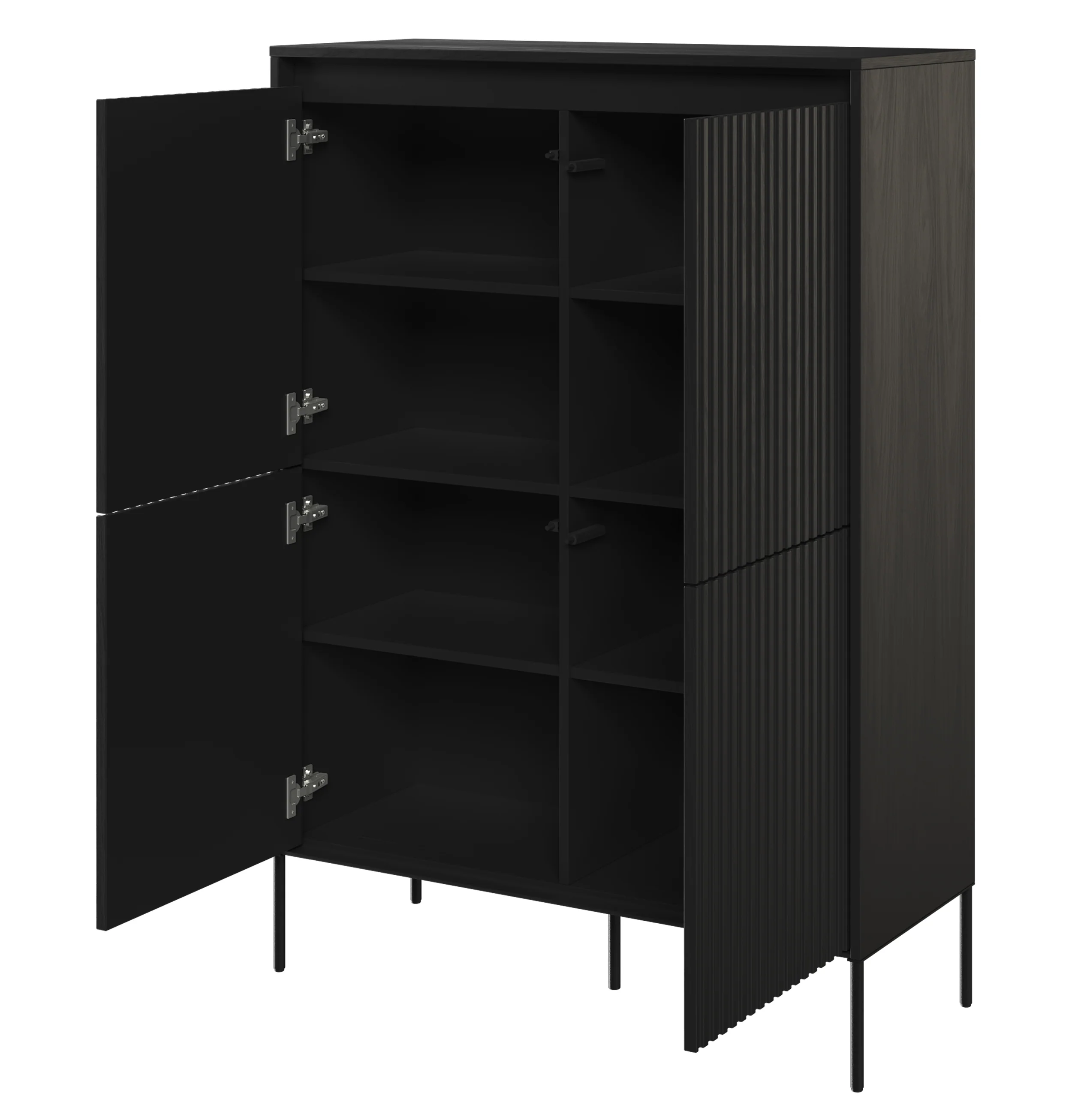 Komoda czterodrzwiowa Trend wysoka 98 cm z LED Czarna - Image 2