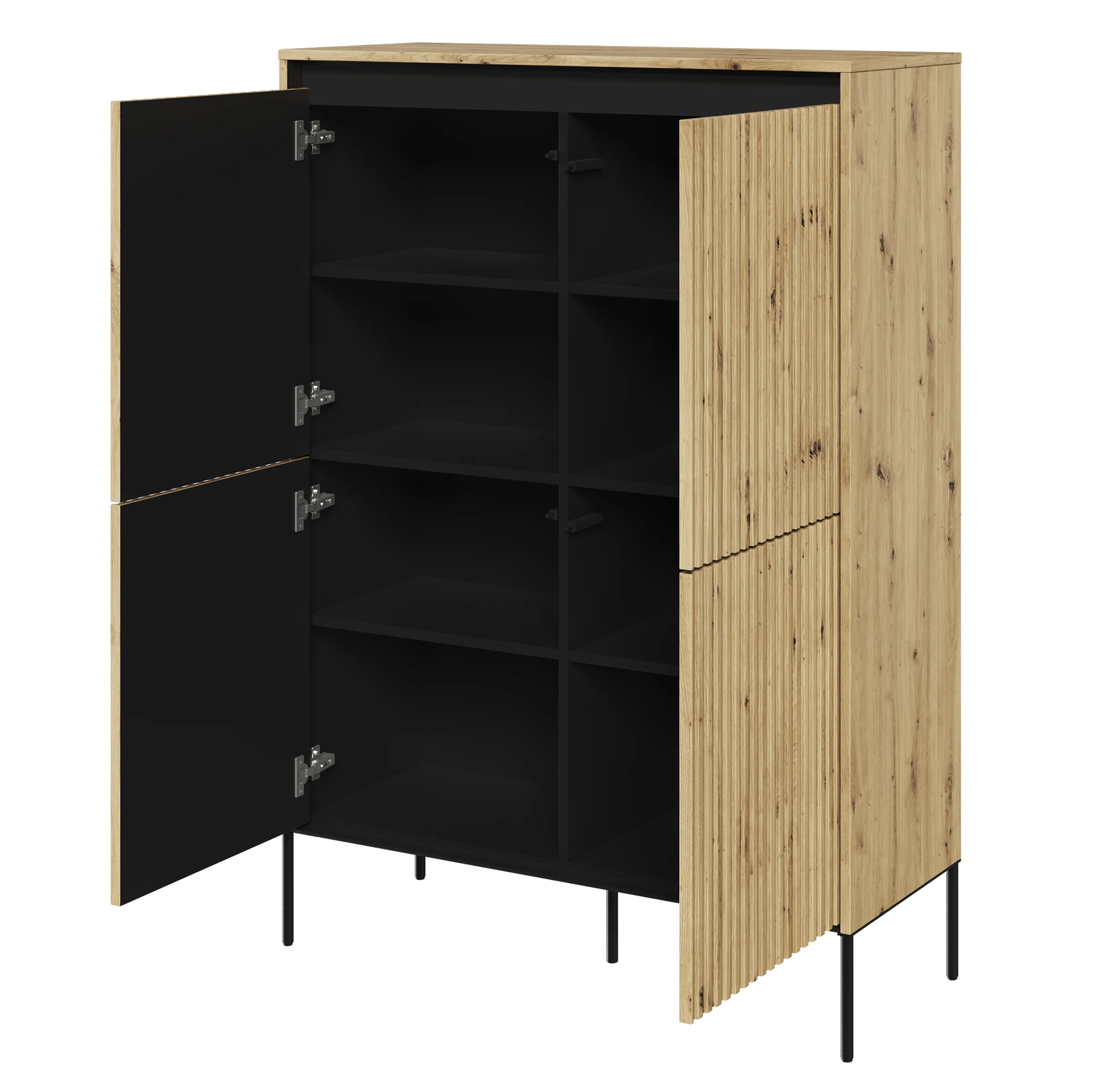 Komoda czterodrzwiowa Trend wysoka 98 cm z LED Dąb artisan - Image 4