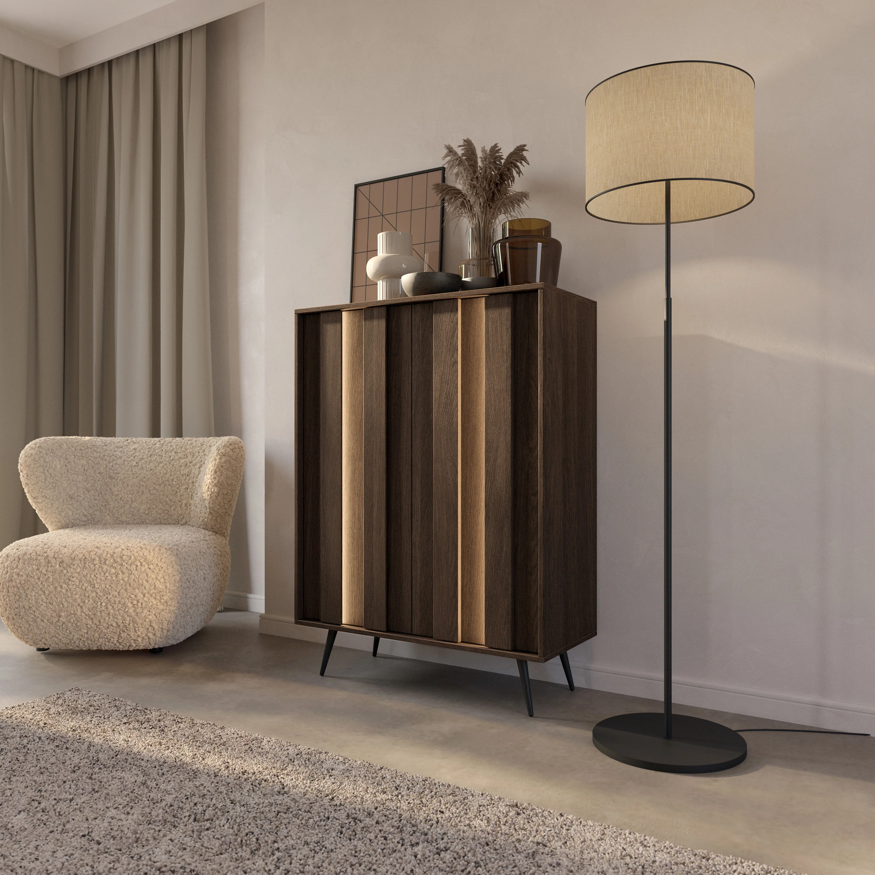 Komoda dwudrzwiowa Amaro z oświetleniem LED 94 cm dąb dunin - Image 2
