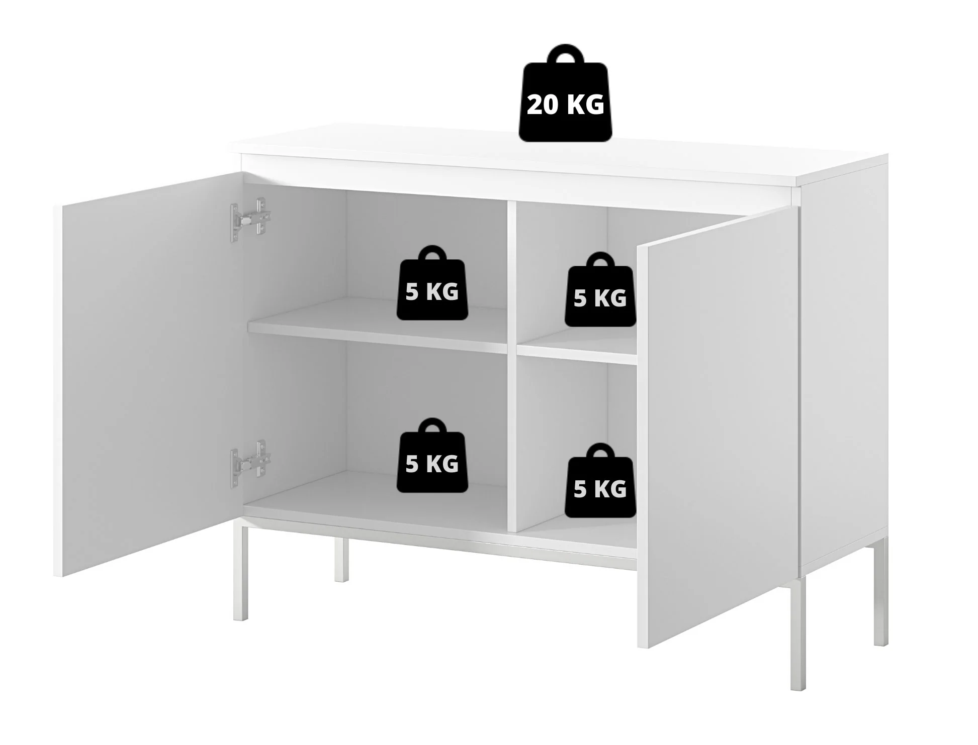 Komoda dwudrzwiowa Bemmi 100 cm czarna z czarnymi nogami - Image 8