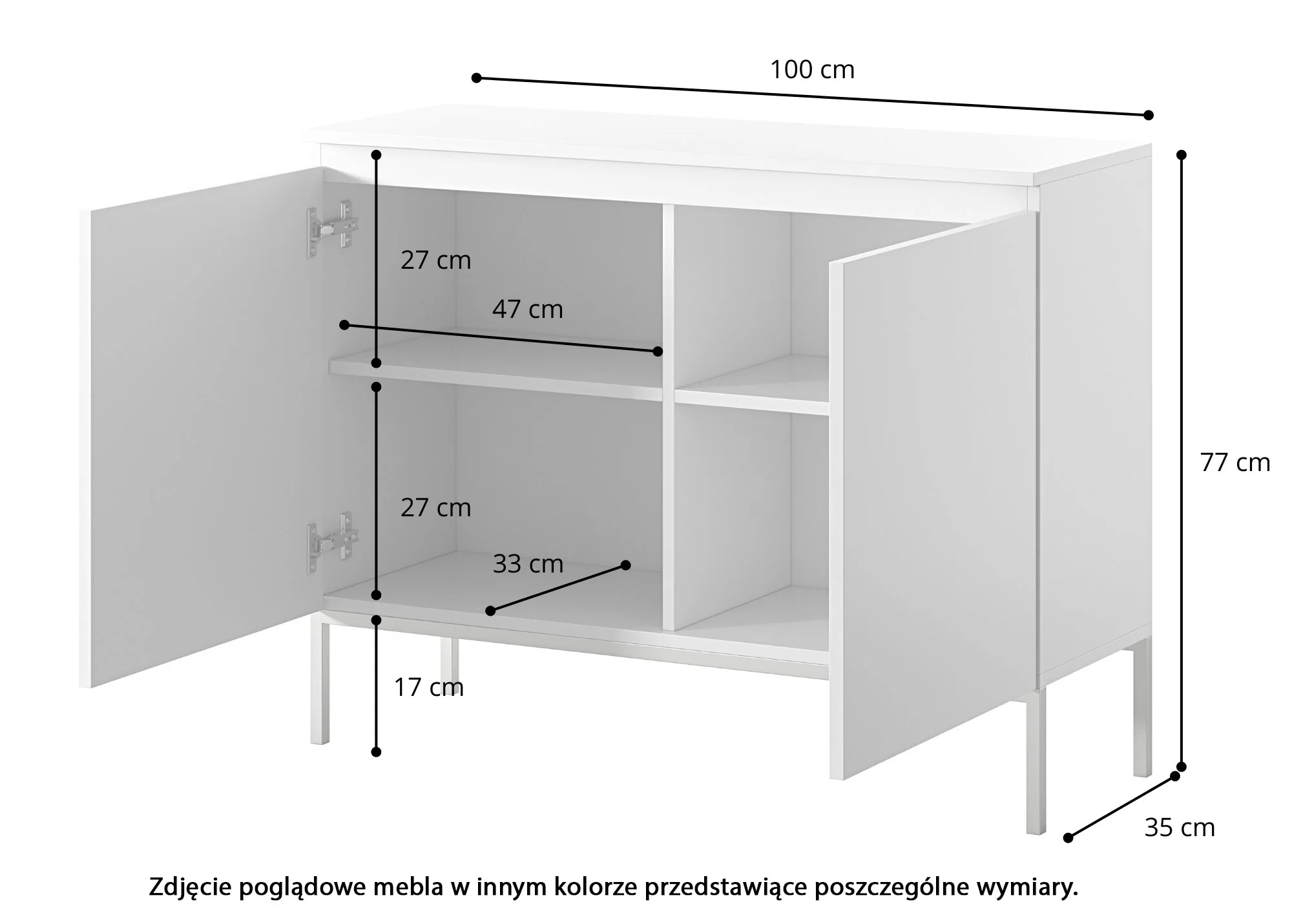 Komoda dwudrzwiowa Bemmi 100 cm czarna ze złotymi nogami - Image 6