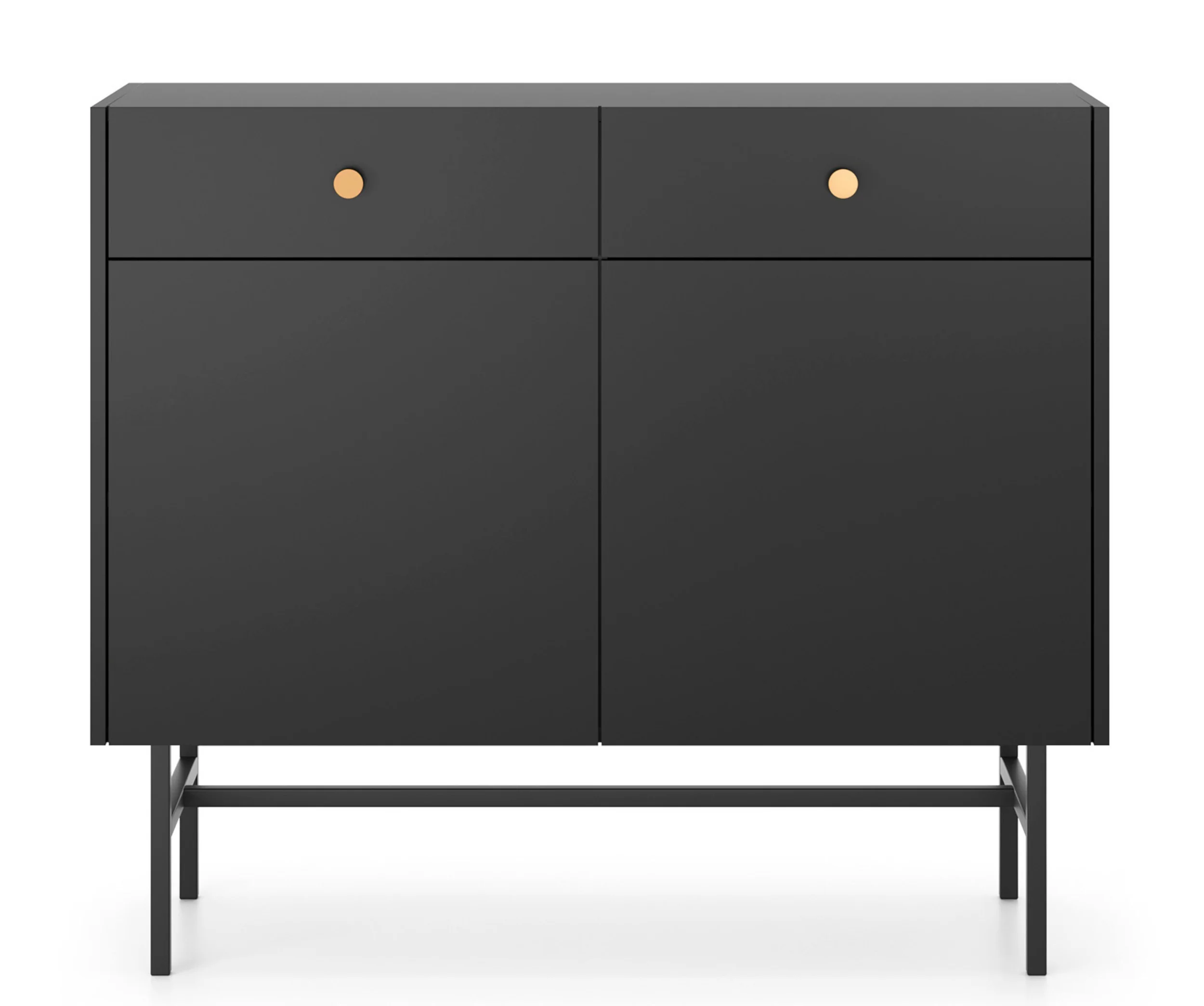 Komoda dwudrzwiowa Divenos z szufladami 104 cm Czarna - Image 4