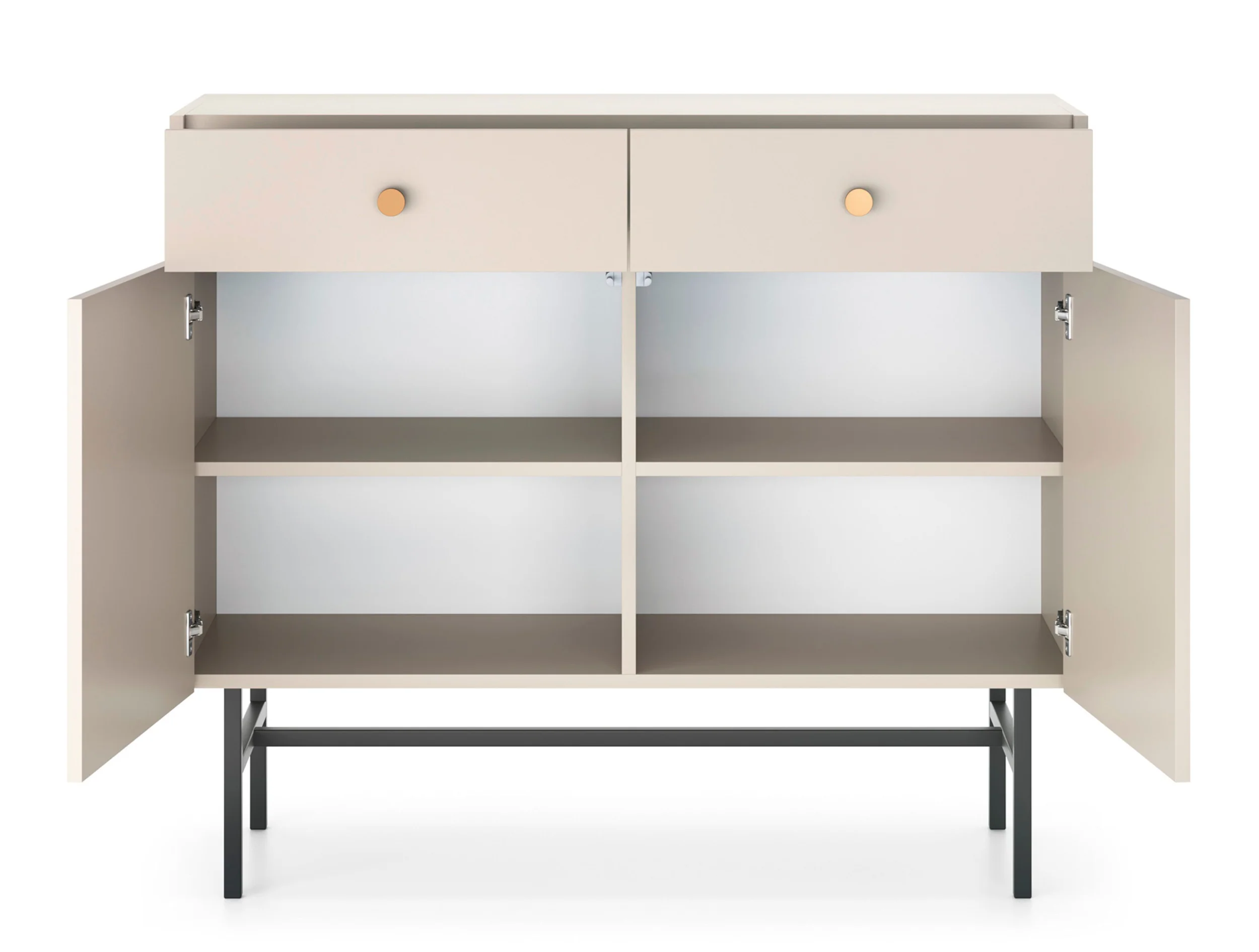 Komoda dwudrzwiowa Divenos z szufladami 104 cm Szary beż - Image 5