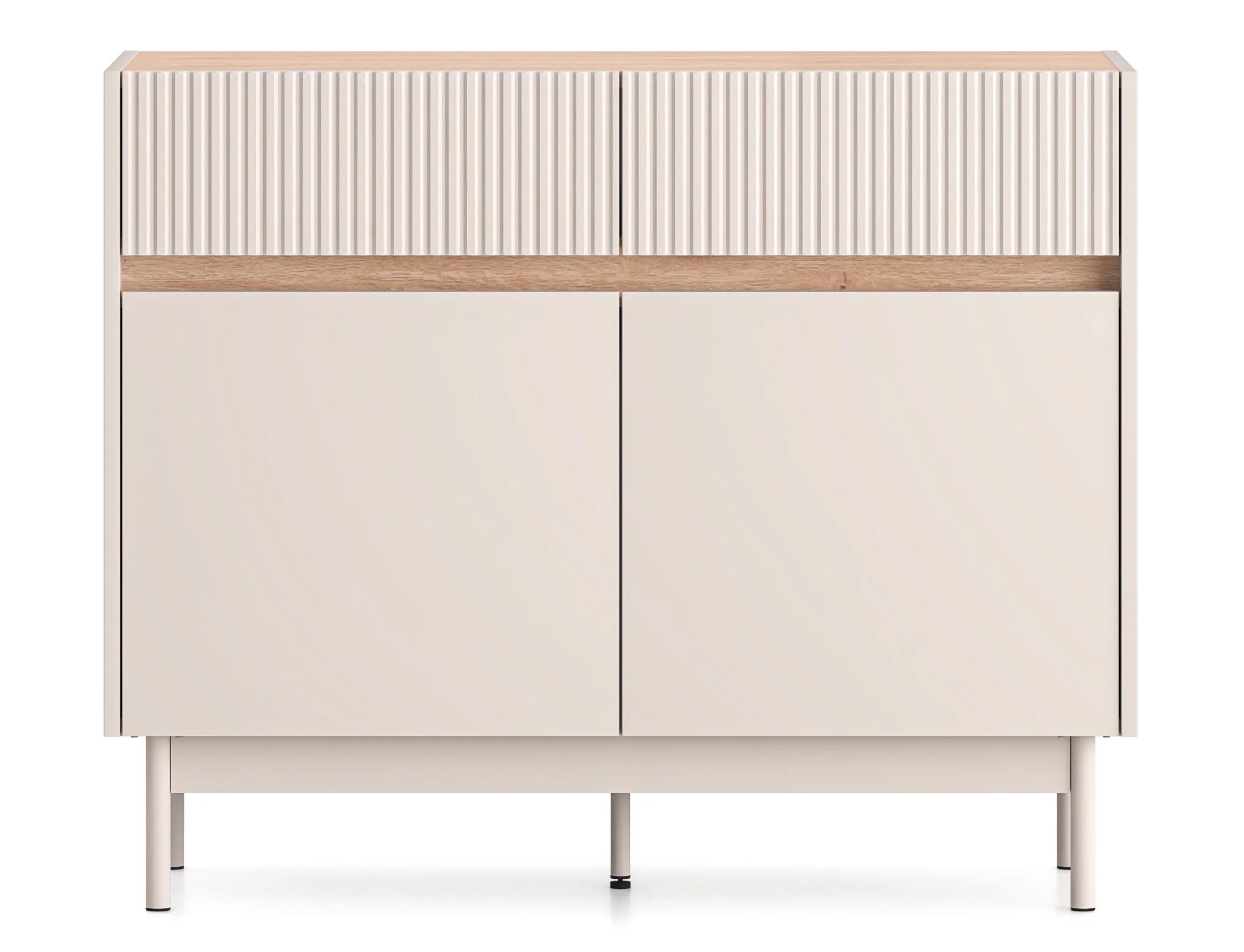 Komoda dwudrzwiowa Dunea z dwiema szufladami 104 cm kaszmir/dąb - Image 5