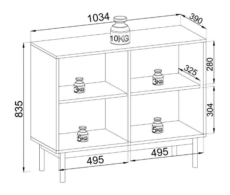 Komoda dwudrzwiowa Japandies 104 cm Dąb linea - Image 5