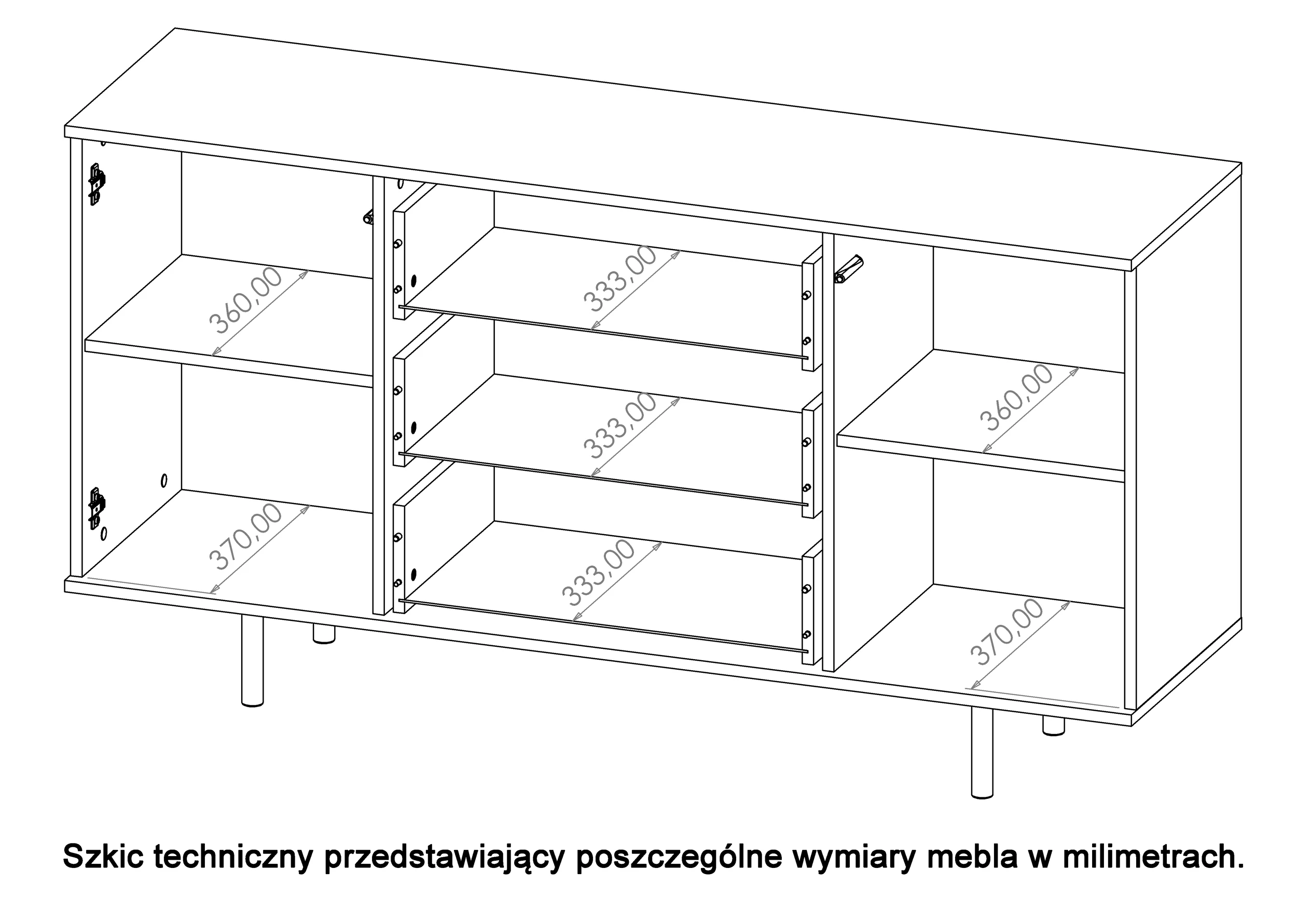 Komoda dwudrzwiowa Klazby 150 cm z trzema szufladami kaszmir lamele - Image 7