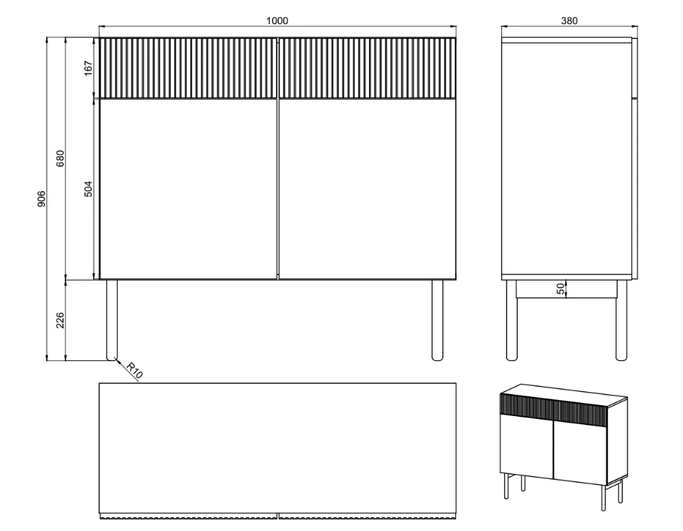 Komoda dwudrzwiowa Nolie z dwoma szufladami 100 cm Dąb Olejowany - Image 13
