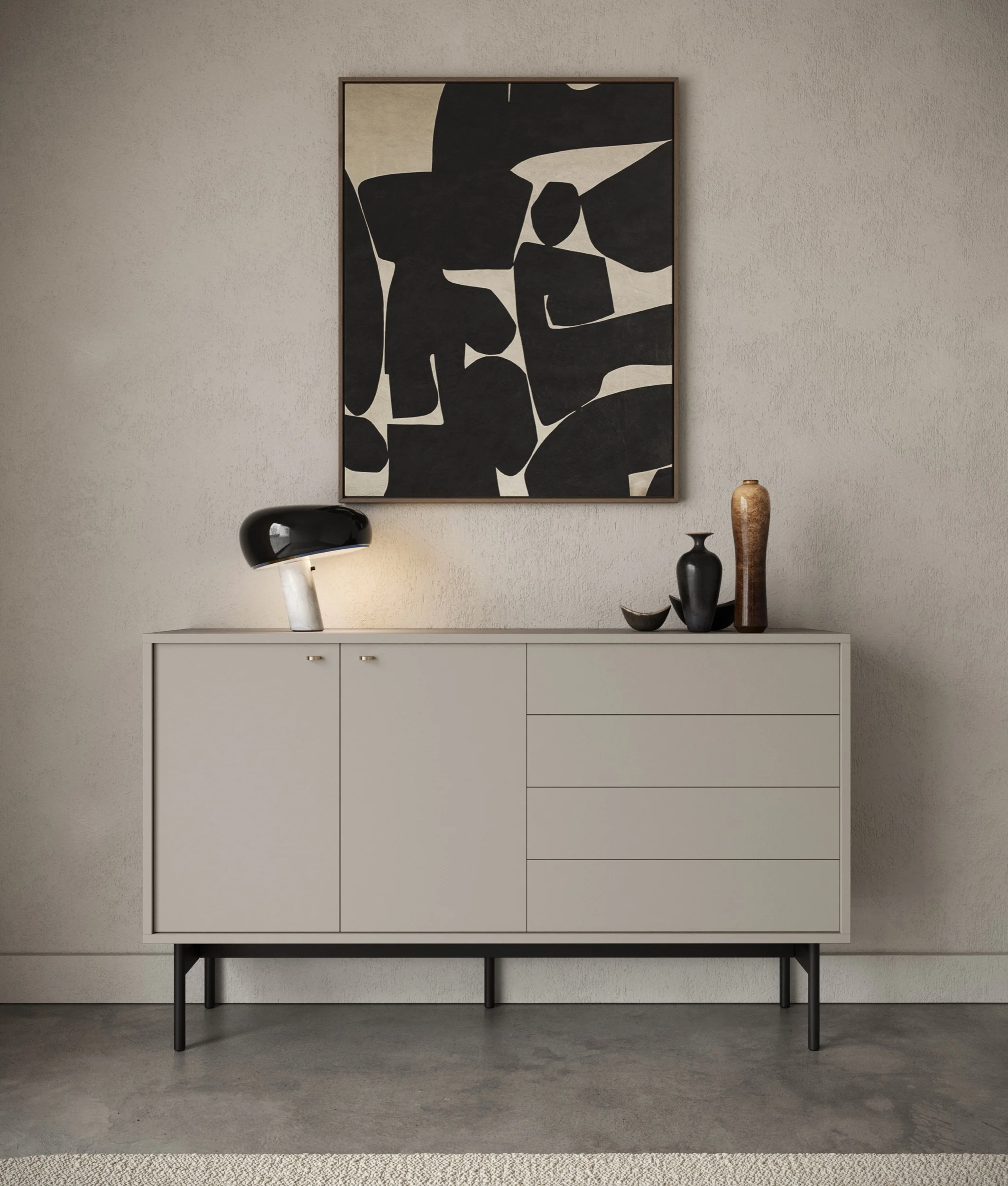 Komoda dwudrzwiowa Olar z czterema szufladami 154 cm kaszmir - Image 3