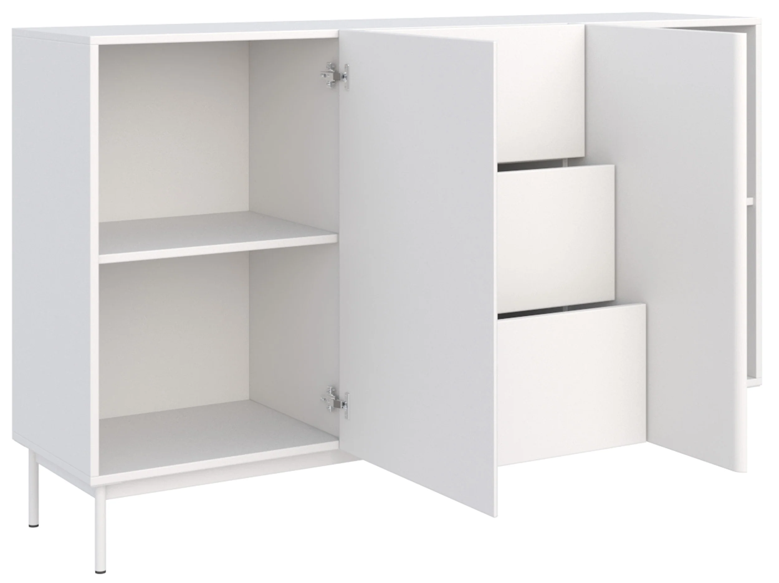 Komoda dwudrzwiowa Olio z trzema szufladami 160 cm biała - Image 3