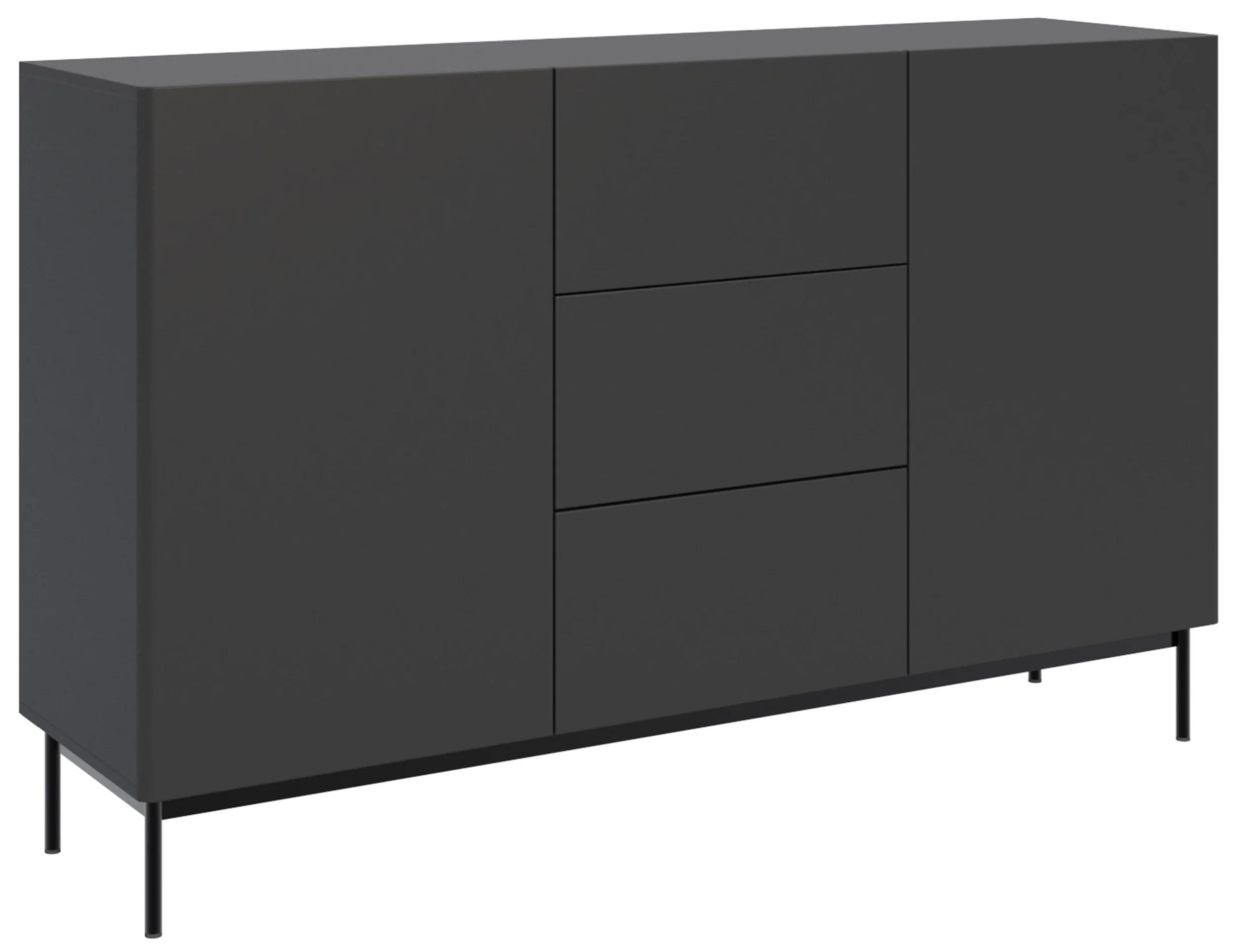 Komoda dwudrzwiowa Olio z trzema szufladami 160 cm czarna