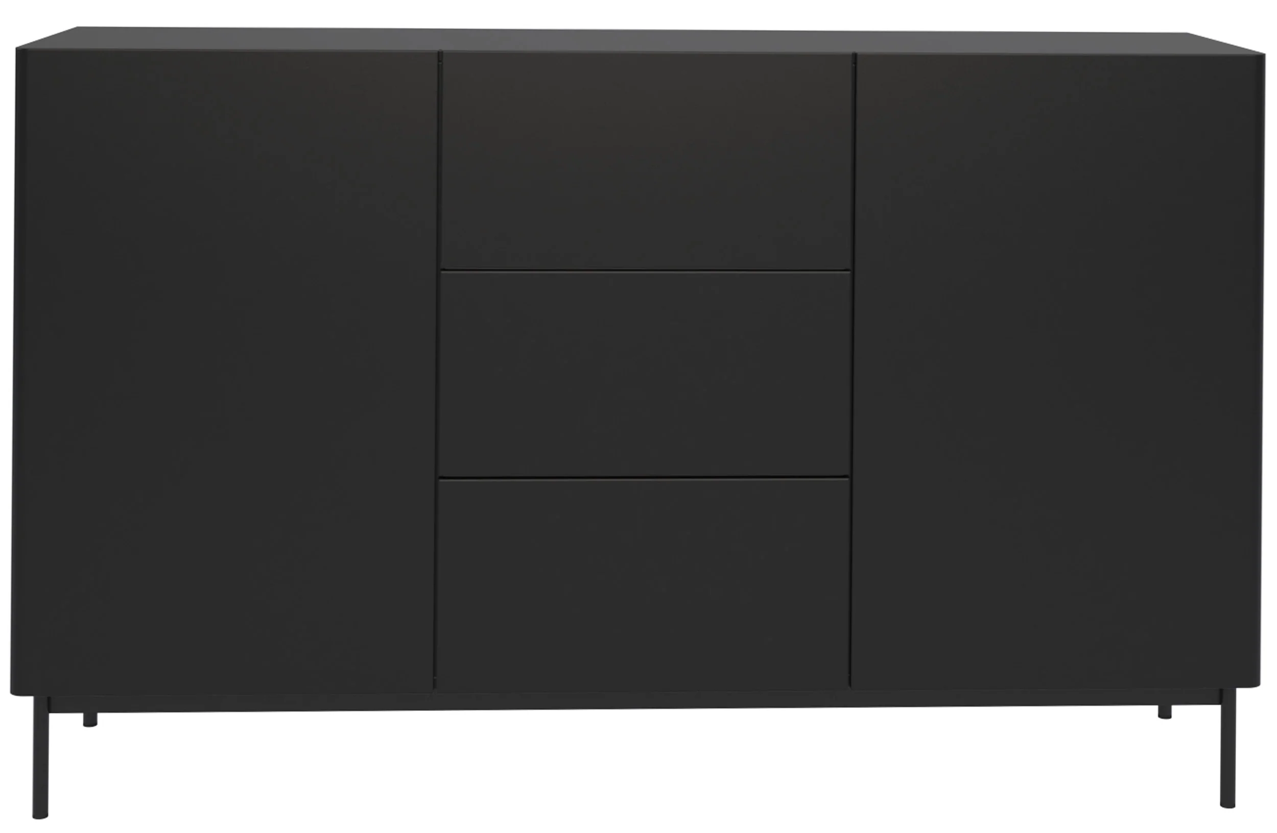 Komoda dwudrzwiowa Olio z trzema szufladami 160 cm czarna - Image 5