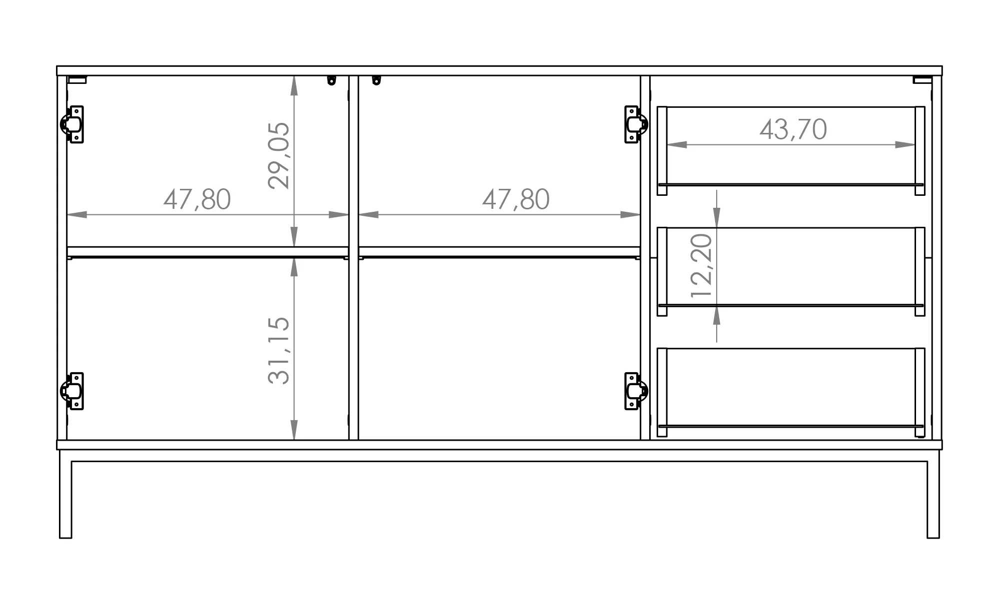 Komoda dwudrzwiowa Perila 150 cm z szufladami biała - Image 6