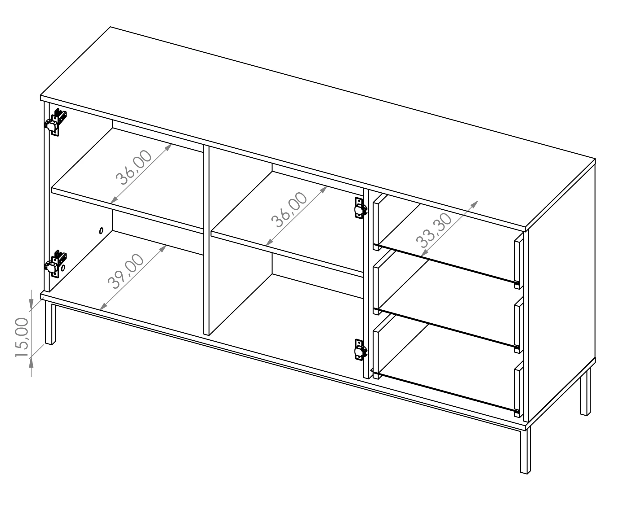 Komoda dwudrzwiowa Perila 150 cm z szufladami czarna - Image 5