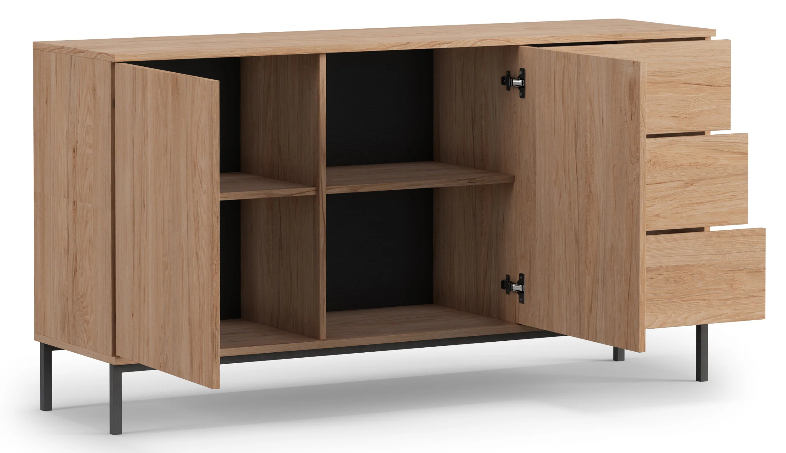 Komoda dwudrzwiowa Perila 150 cm z szufladami hikora - Image 4