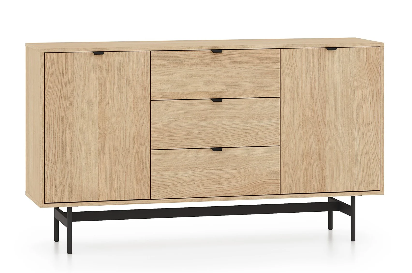 Komoda dwudrzwiowa Heggers z trzema szufladami 150 cm dąb mavelie