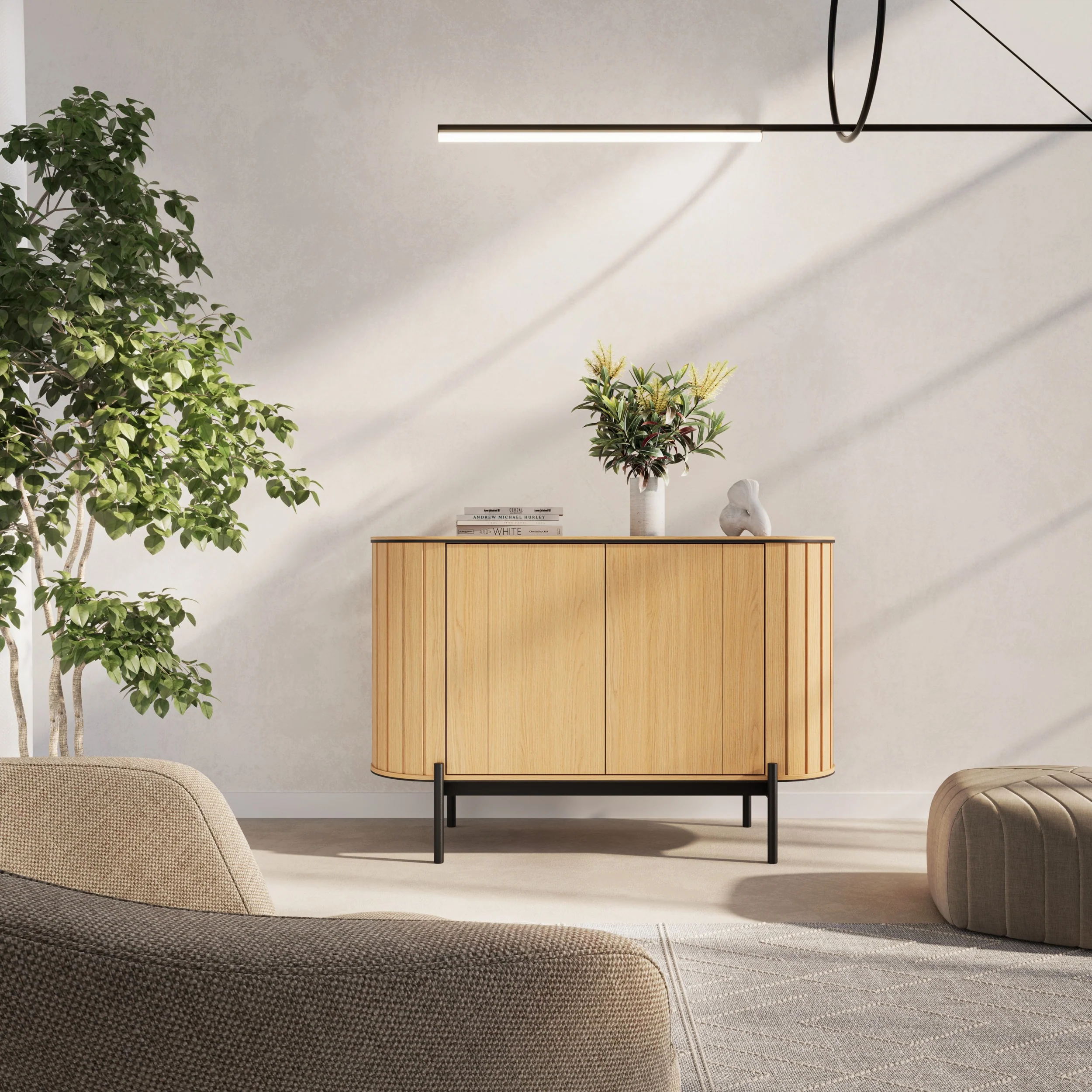 Komoda dwudrzwiowa Rotto niska z ryflami 124 cm dąb vincenza - Image 2