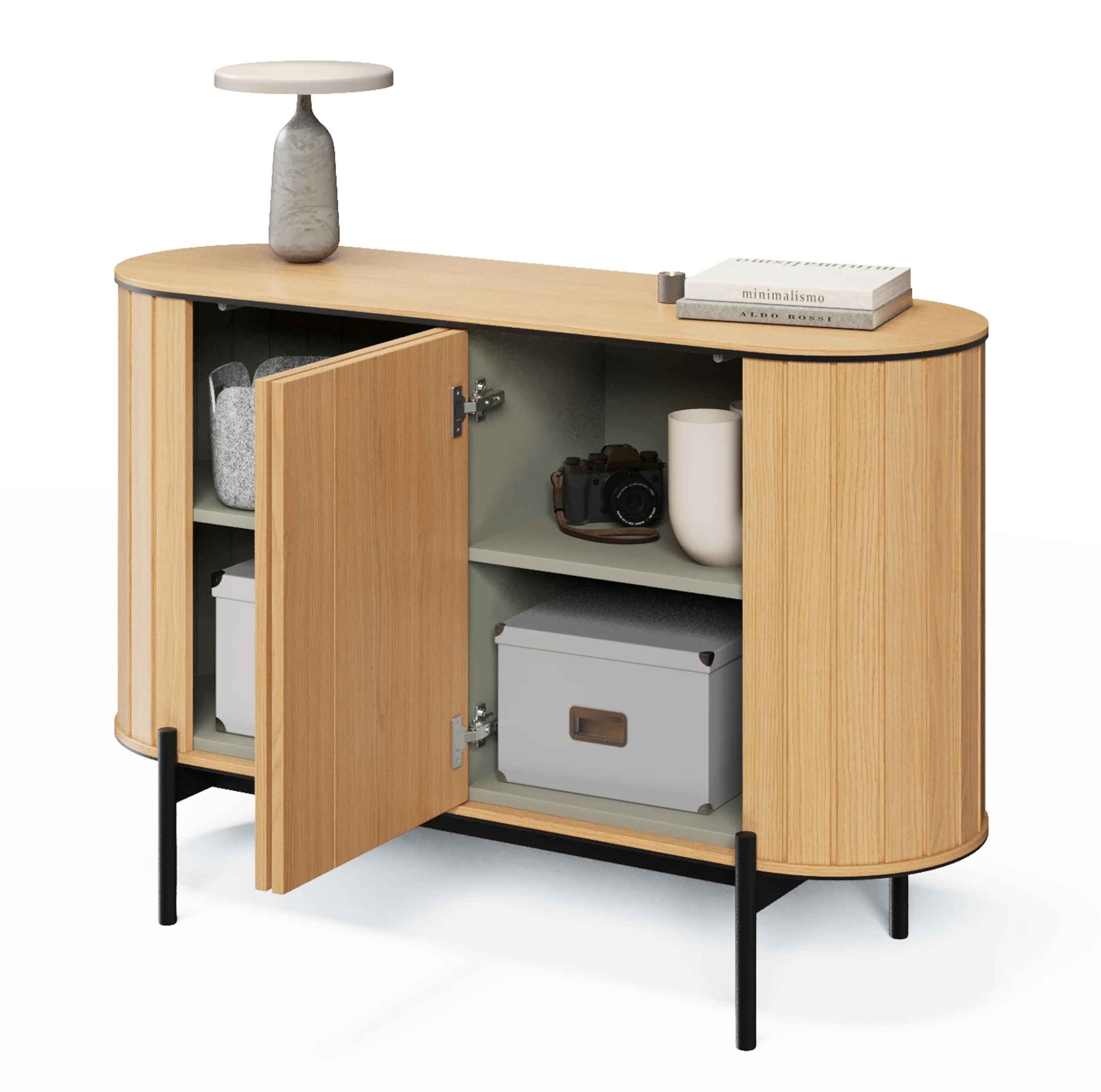 Komoda dwudrzwiowa Rotto niska z ryflami 124 cm dąb vincenza - Image 4