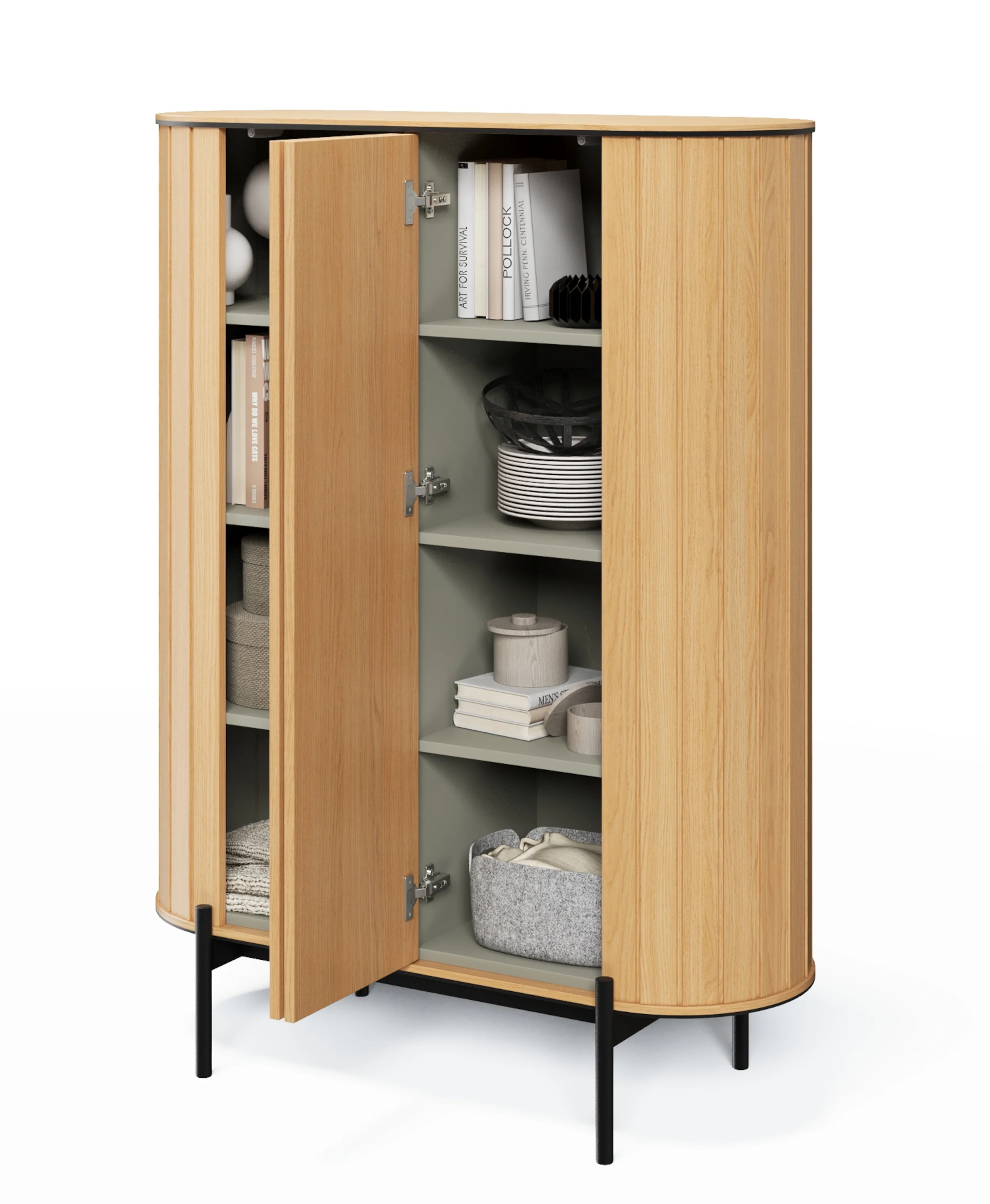 Komoda dwudrzwiowa Rotto wysoka z ryflami 107 cm dąb vincenza - Image 4