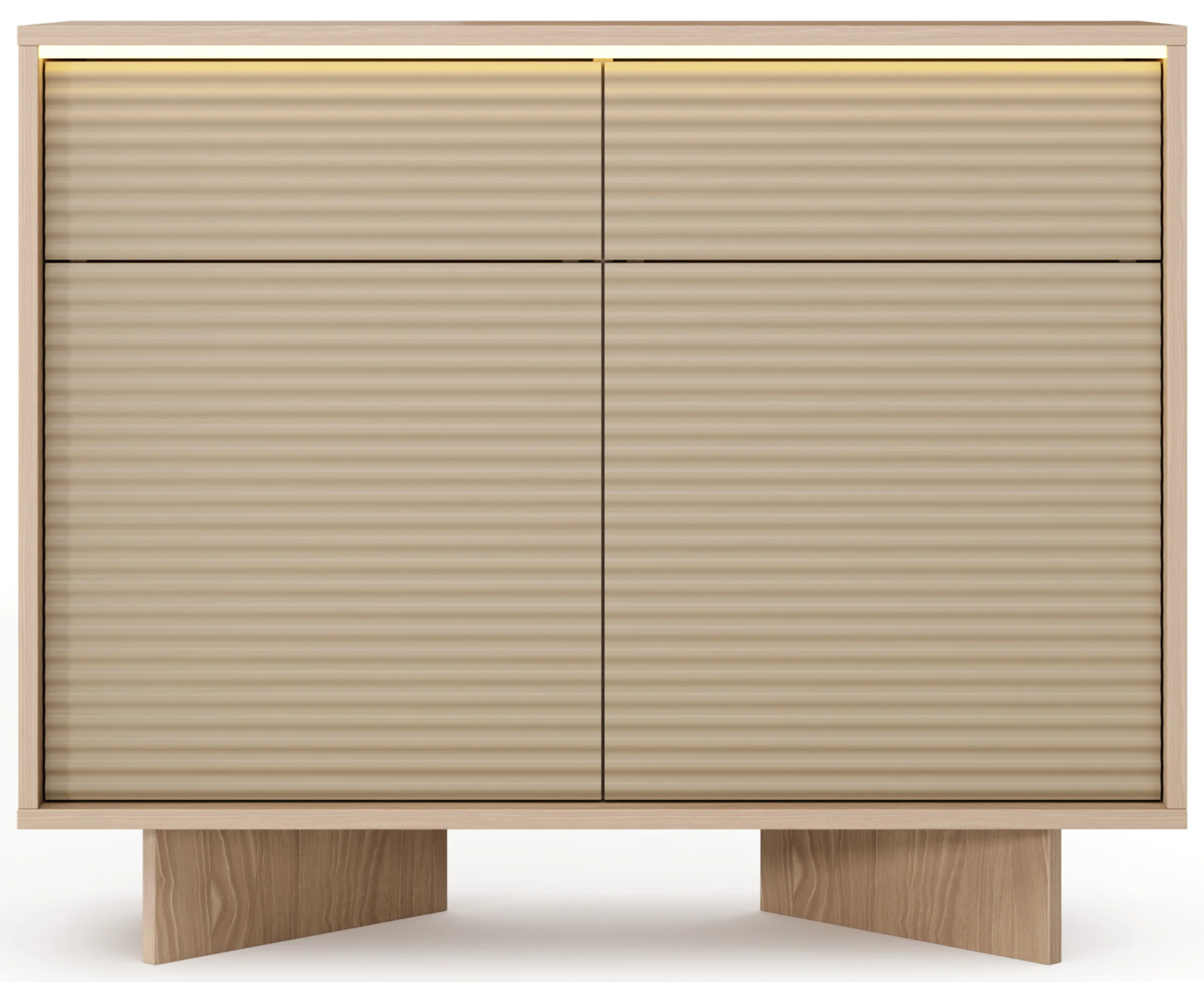 Komoda dwudrzwiowa Semi z dwiema szufladami i oświetleniem LED 104 cm bolivar naturalny/cappuccino - Image 5