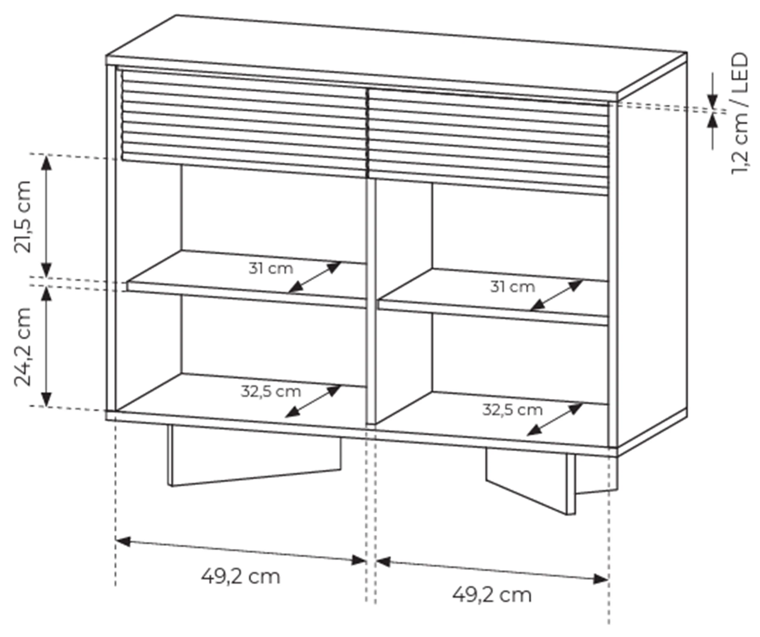 Komoda dwudrzwiowa Semi z dwiema szufladami i oświetleniem LED 104 cm bolivar naturalny/cappuccino - Image 8