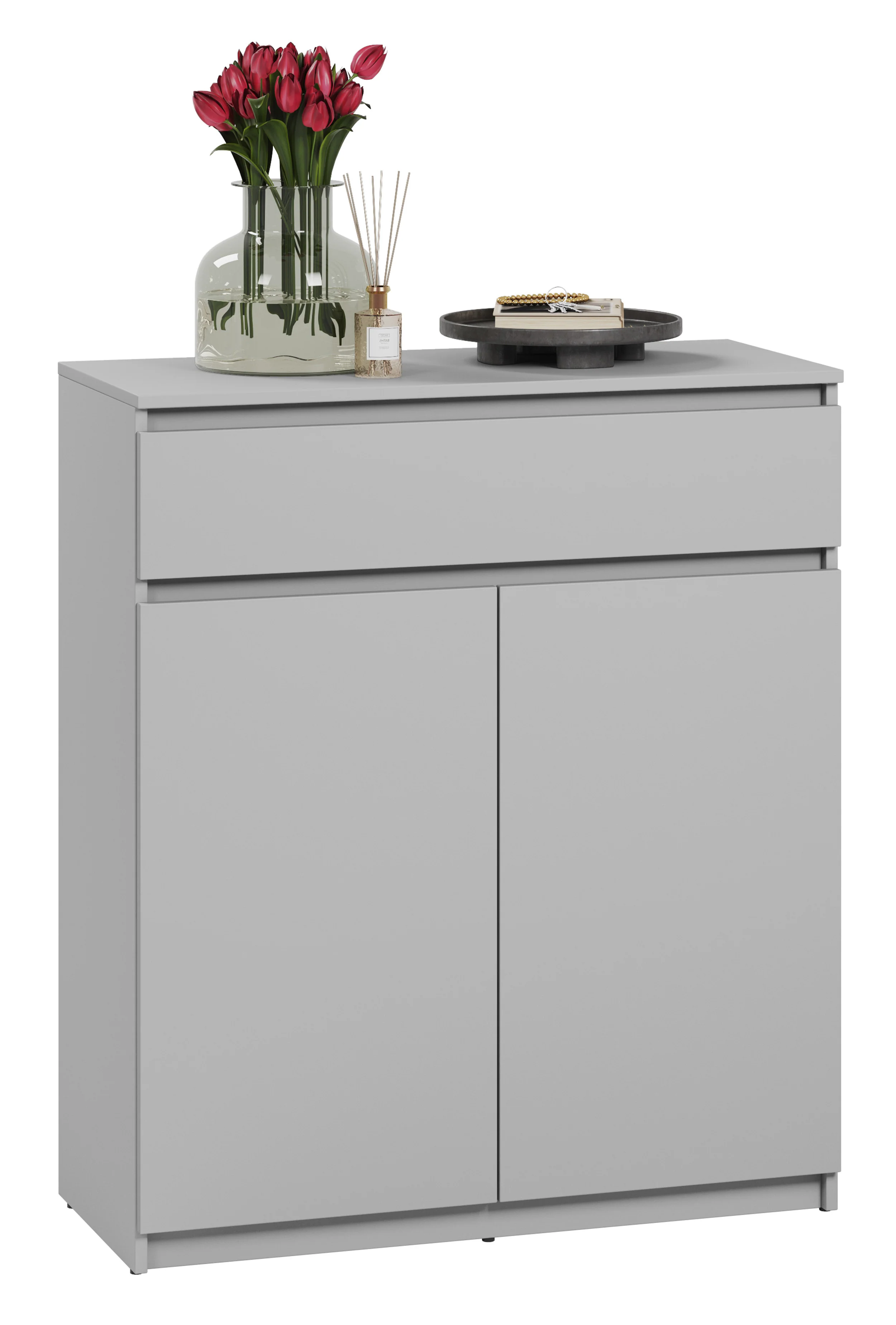 Komoda dwudrzwiowa Simply z szufladą 92 cm szara - Image 4