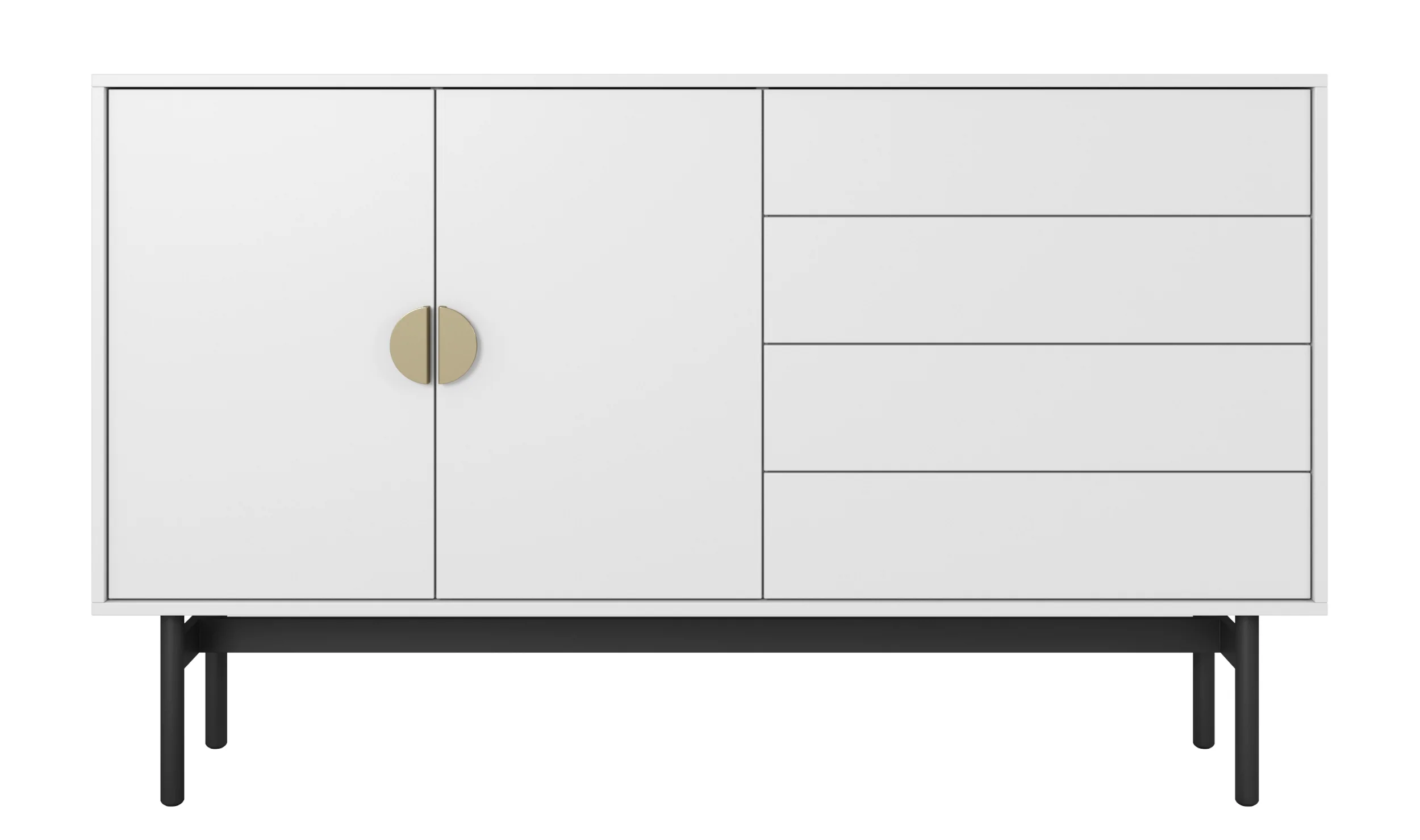 Komoda dwudrzwiowa Stoon z czterema szufladami 154 cm Biała - Image 4