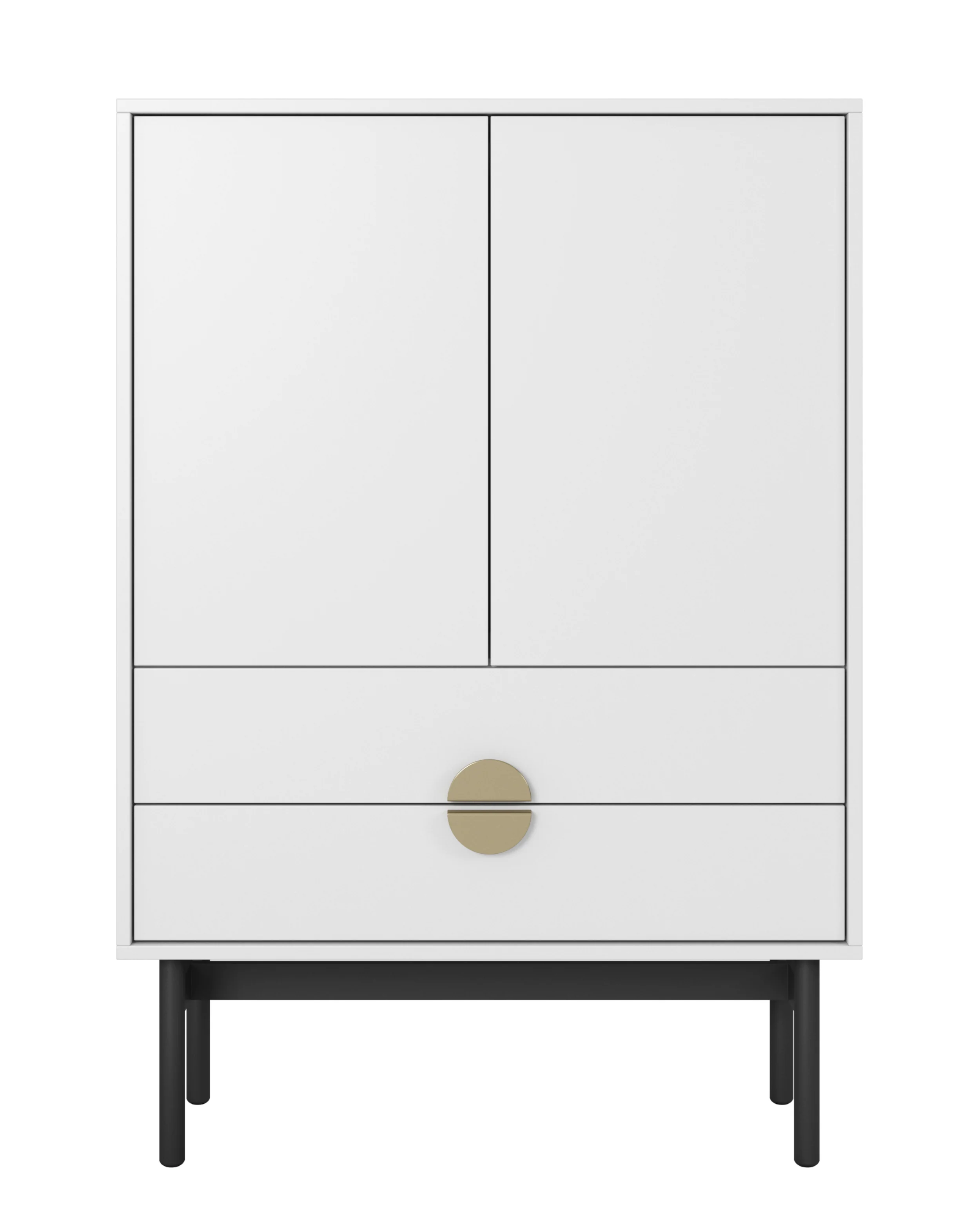 Komoda dwudrzwiowa Stoon z dwoma szufladami 85 cm Biała - Image 4