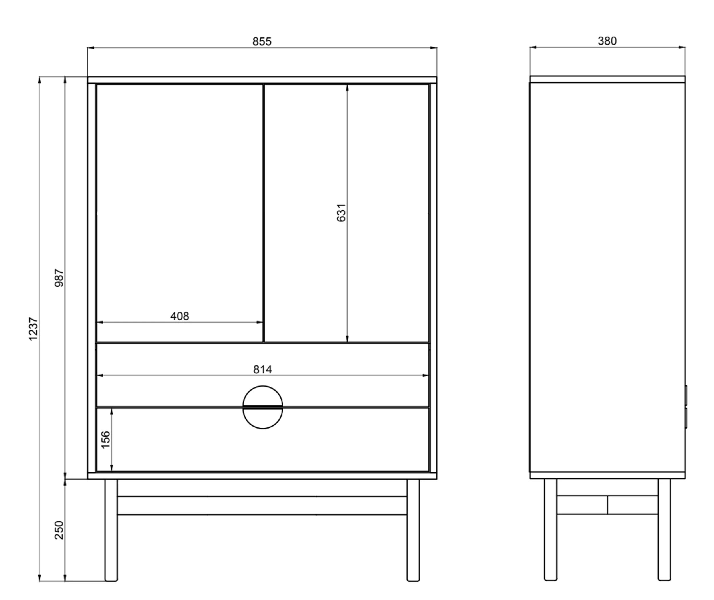 Komoda dwudrzwiowa Stoon z dwoma szufladami 85 cm Biała - Image 6
