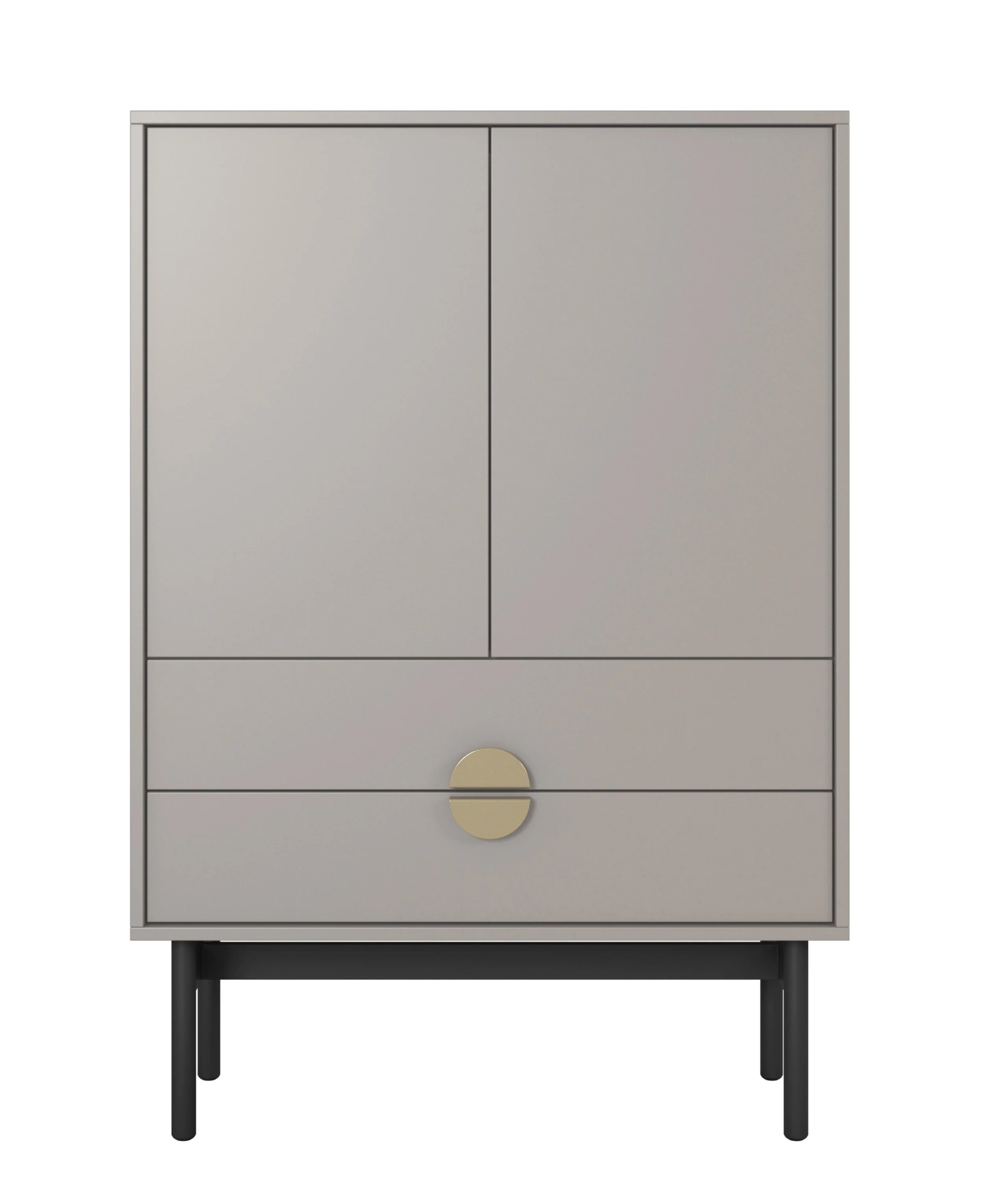 Komoda dwudrzwiowa Stoon z dwoma szufladami 85 cm Szary beż - Image 4